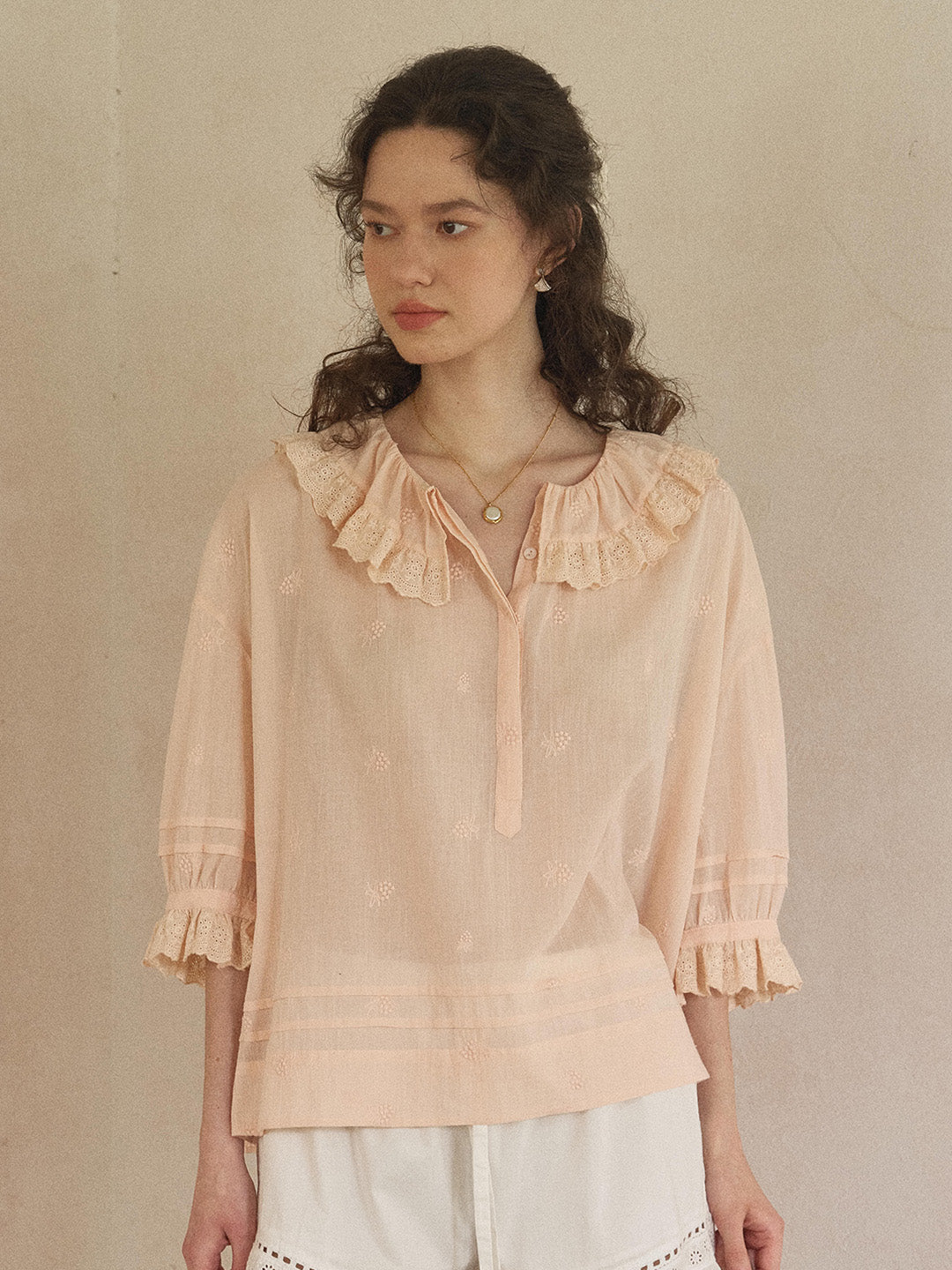 Romy Round Neck 100% Cotton Blouse