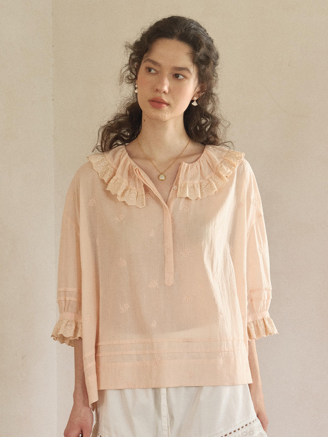 Romy Round Neck 100% Cotton Blouse