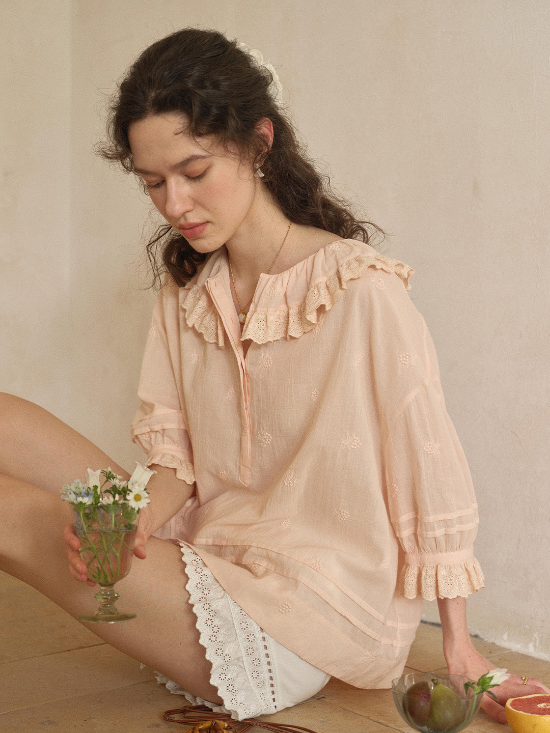 Romy Round Neck 100% Cotton Blouse