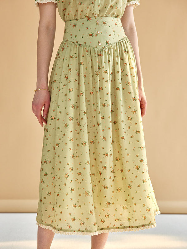 Halle Sweet Floral A-Line Skirt
