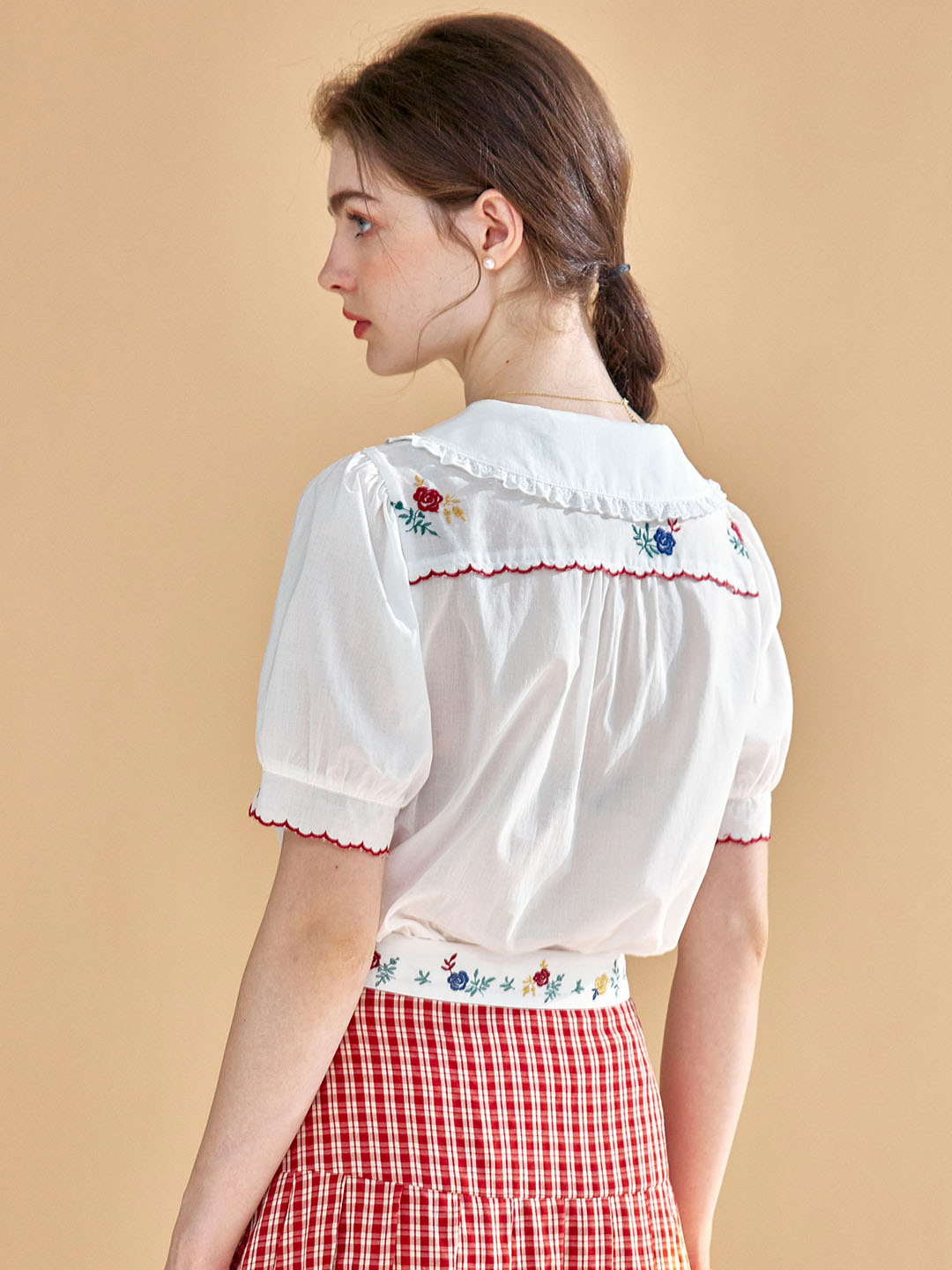 【Holiday Sale】Jovie Sweet Doll Collar Embroidered Cotton Blouse