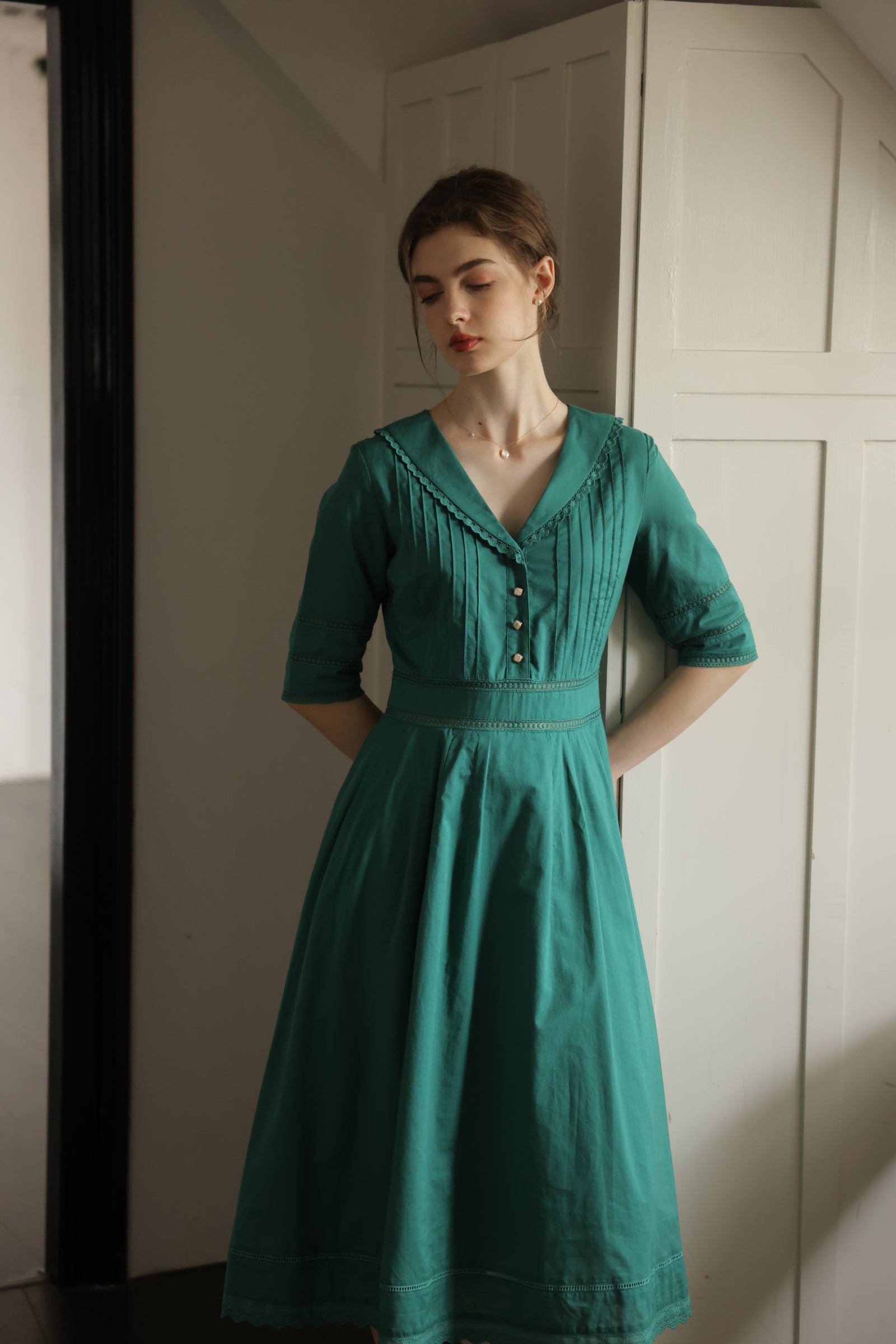 Fiona 100% Cotton White Midi Dress
