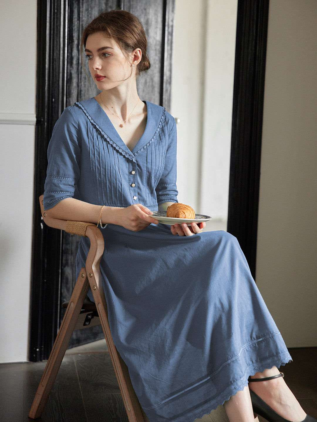 Fiona 100% Cotton Demin Blue Midi Dress, XL Fiona 100% Cotton Demin Blue Midi Dress, XL