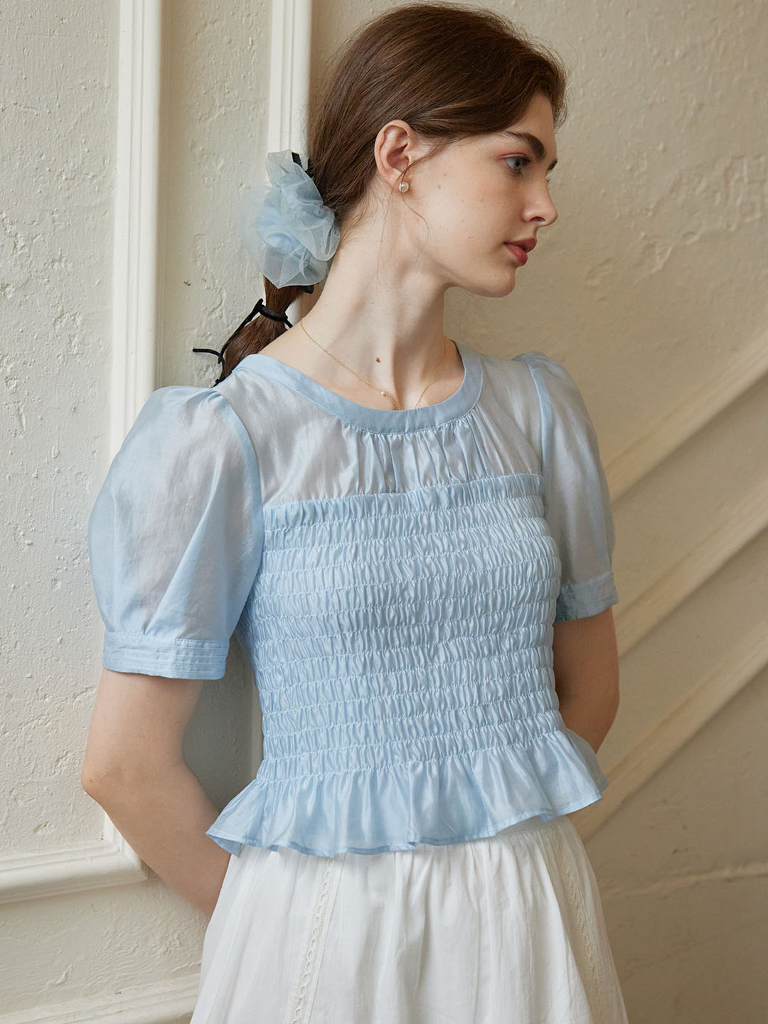 【Final Sale】Lillie Vintage Court Ruffle Puff Sleeve Blouse