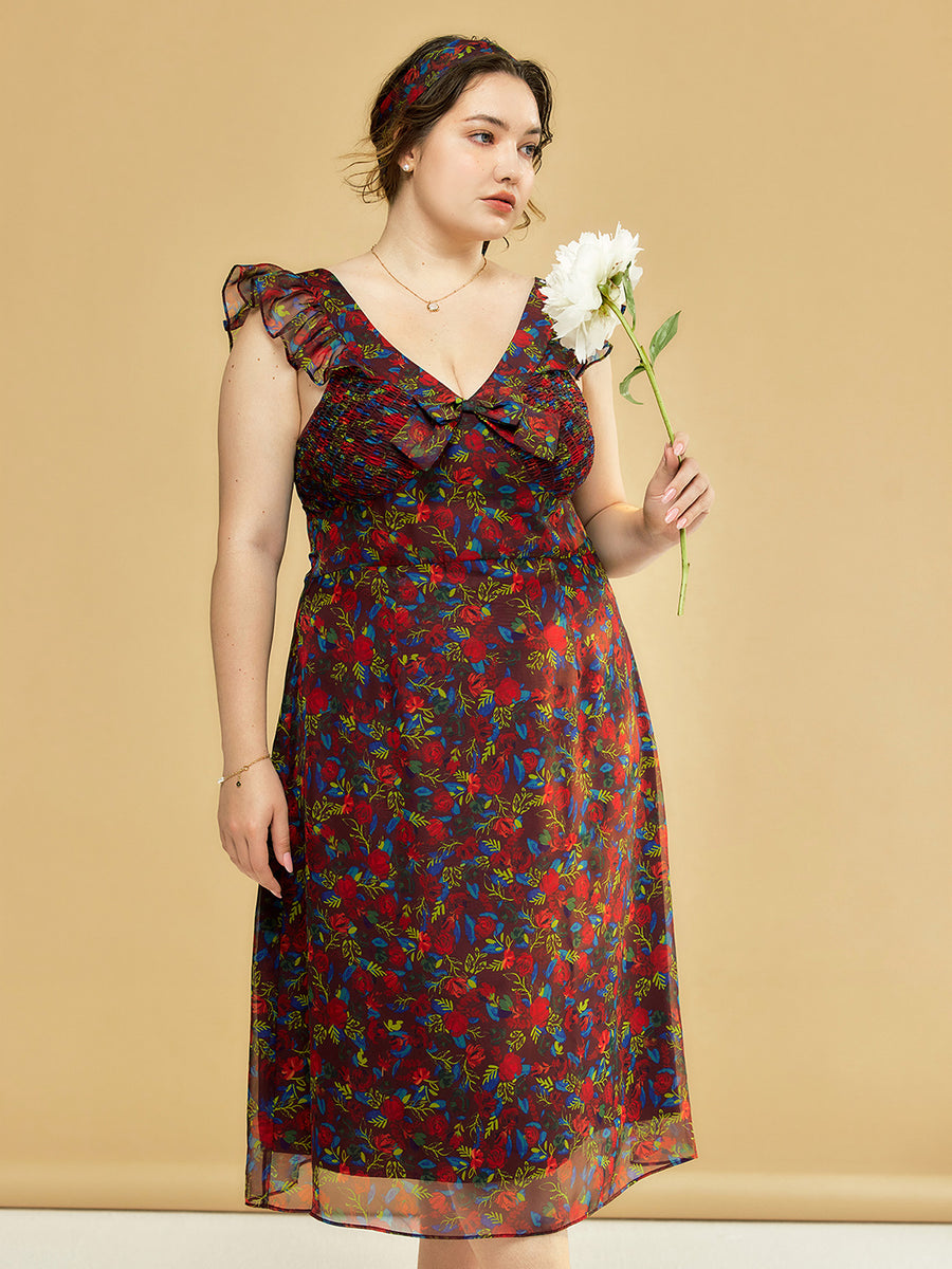 plus size floral midi dress Print Sizing Type Plus Size Floral Wedding Guest