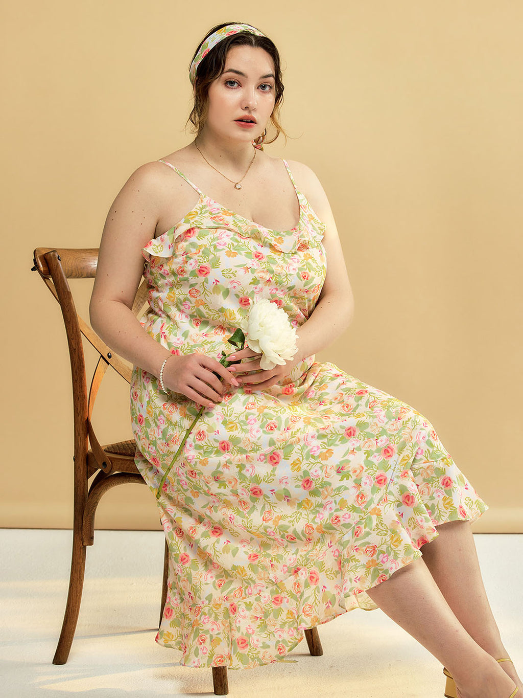 【Final Sale】Plus Kama Floral Chiffon Slip Dress