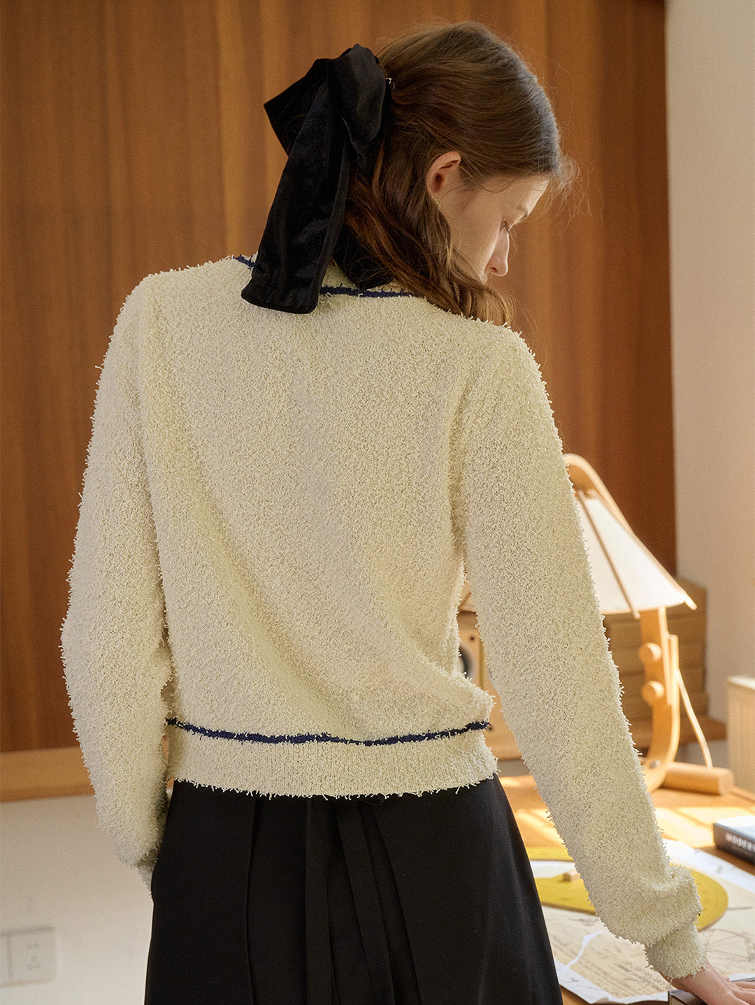 【Final Sale】Beatrix Round Neck Contrasting Cardigan