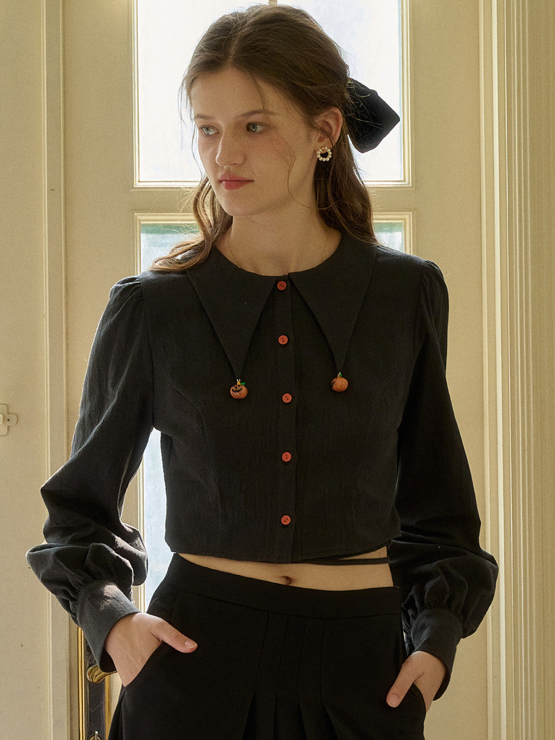 【Final Sale】Giuliana Round Neck Halloween Collision Pumpkin Chapter Shirt