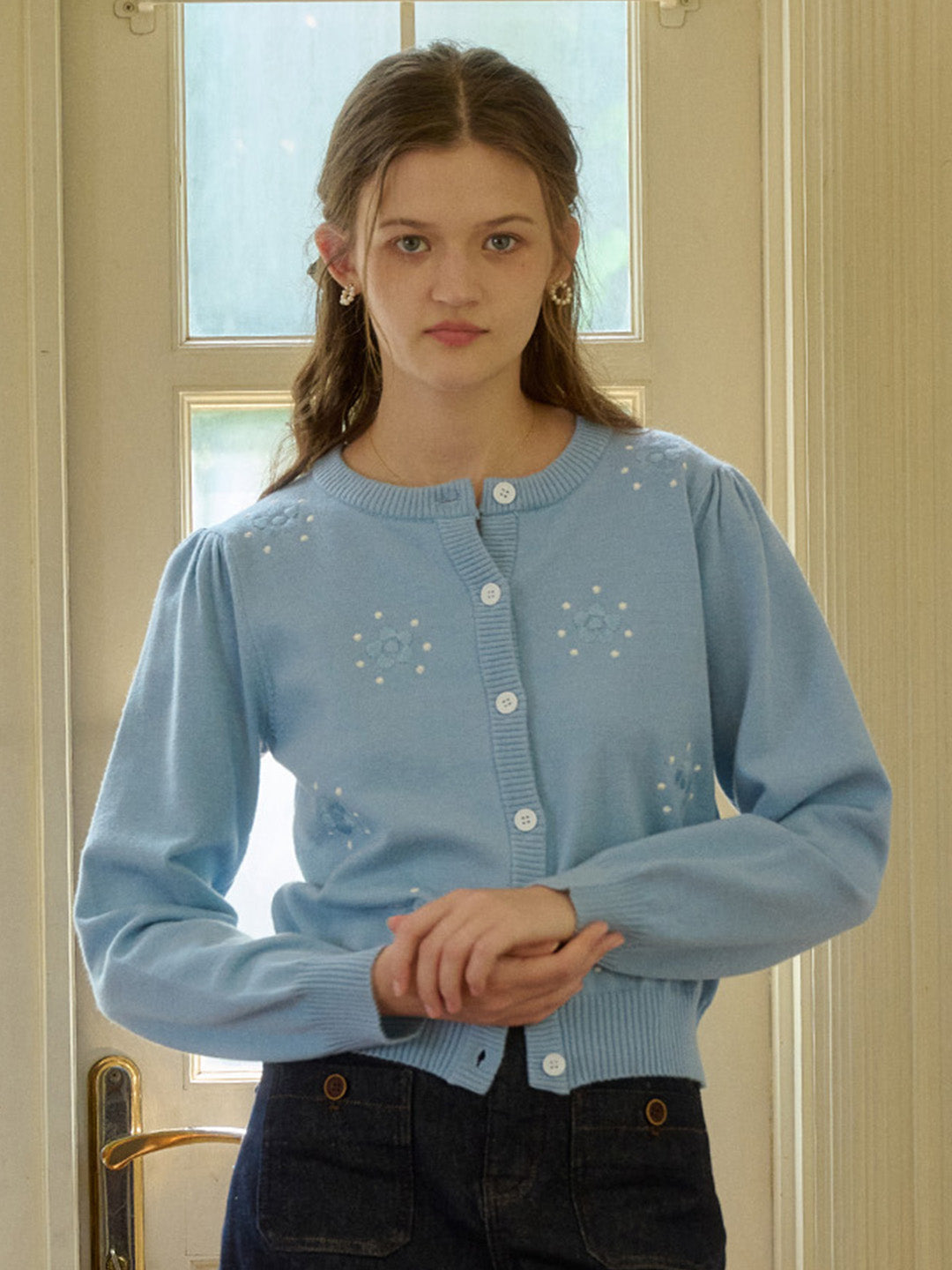 【Final Sale】Nina Round Neck Floral Knit Sweater