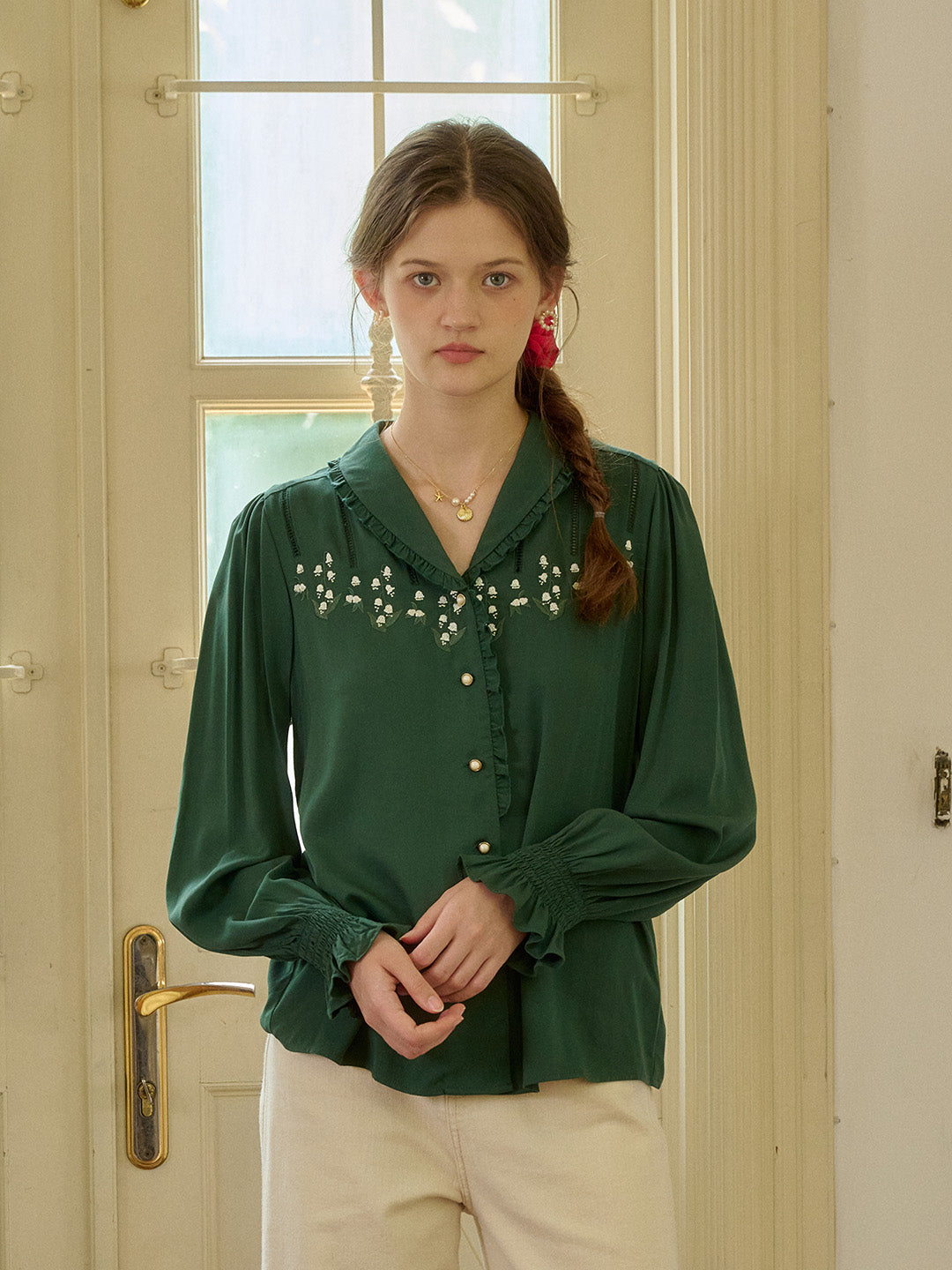 【Final Sale】Tessa V-Neck Floral  Long sleeve Bouse