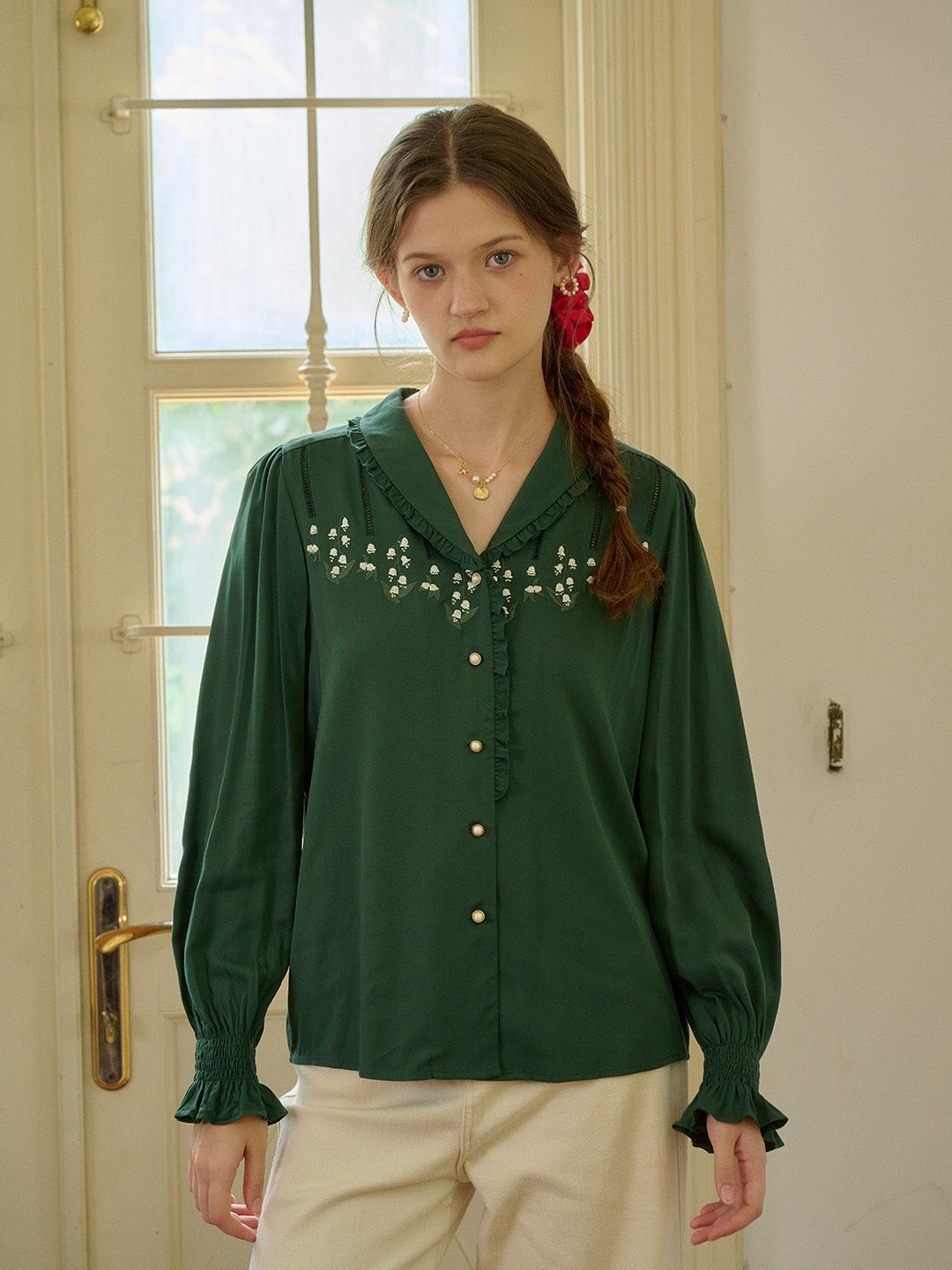 【Final Sale】Tessa V-Neck Floral  Long sleeve Bouse