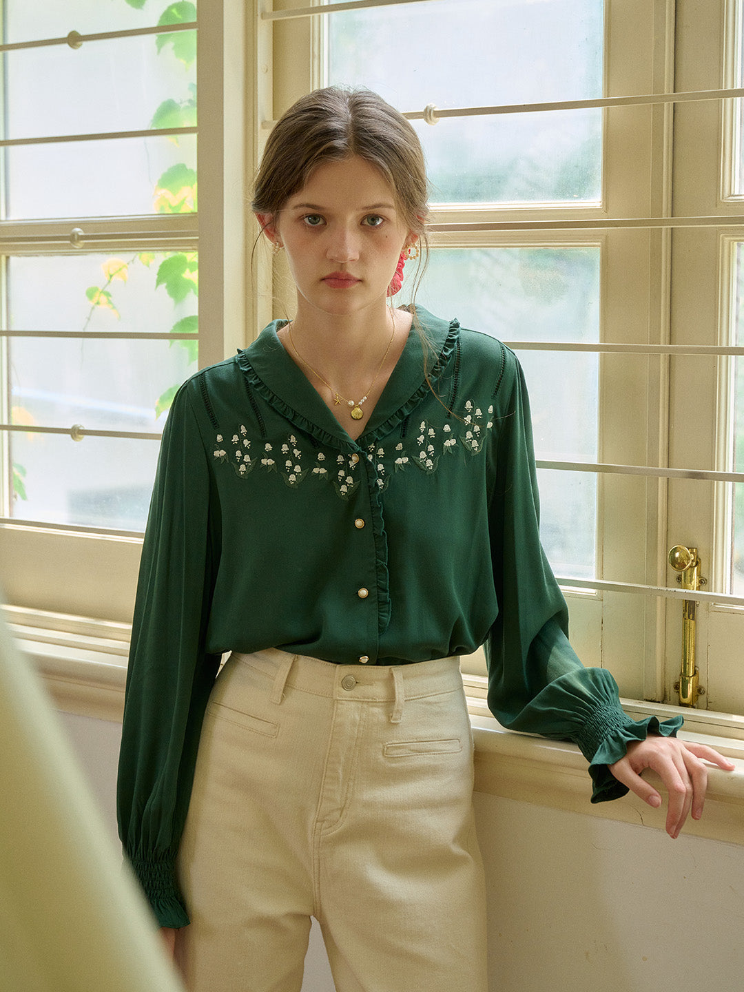【Final Sale】Tessa V-Neck Floral  Long sleeve Bouse
