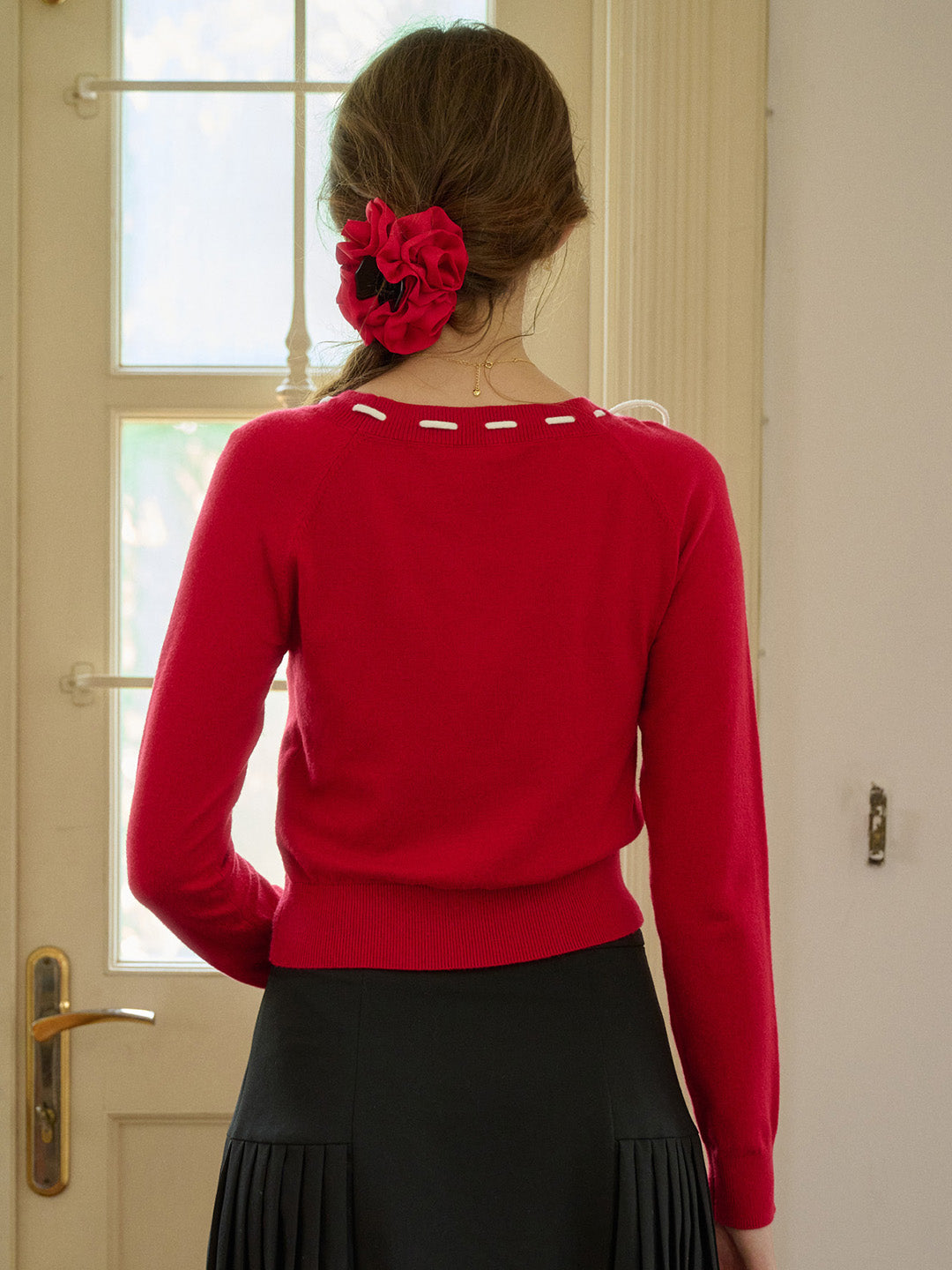 【Final Sale】Renne Square Neck Bow Knit Top