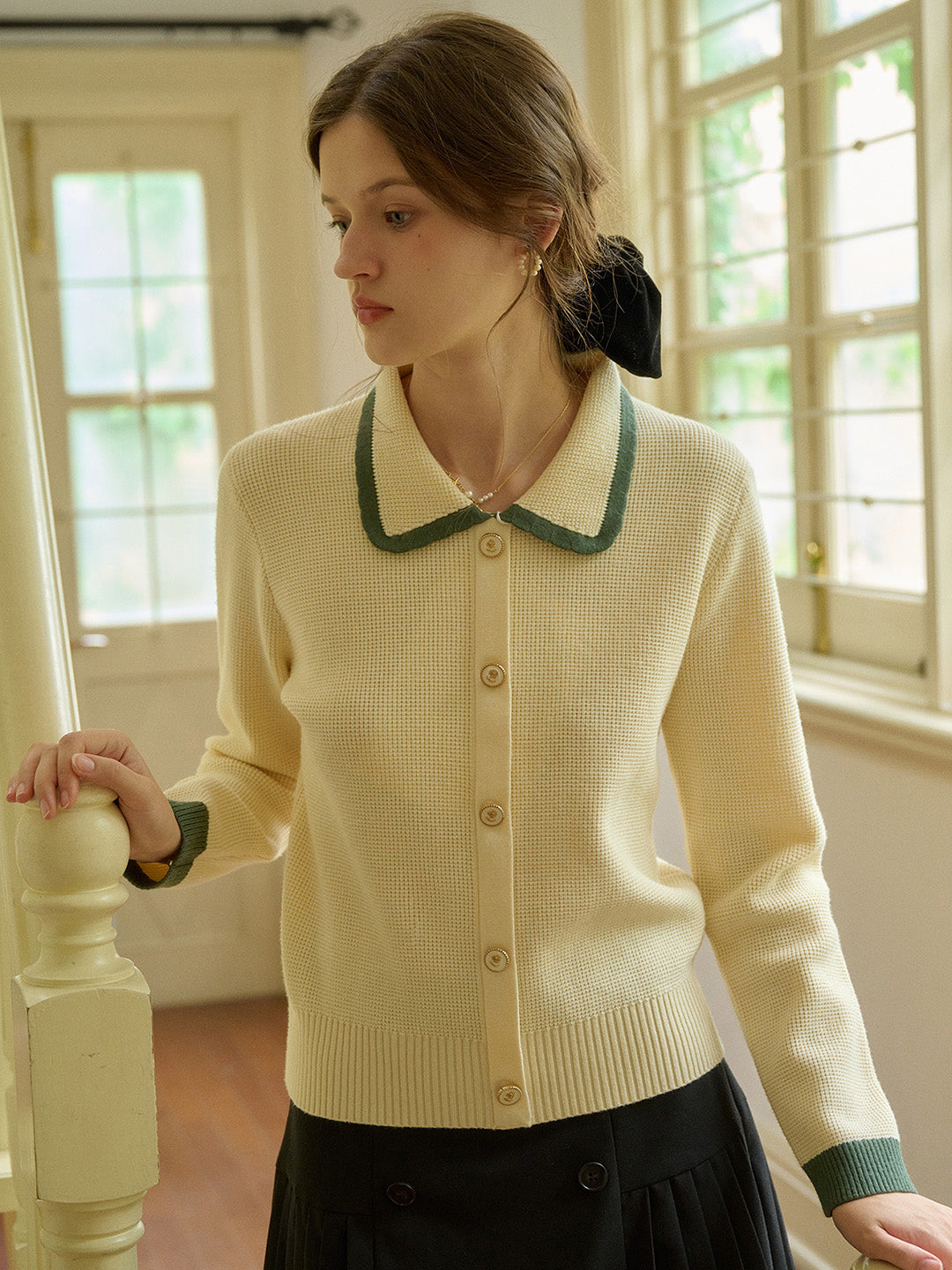 【Final Sale】Stella Peter Pan Collar Knit Cardigan