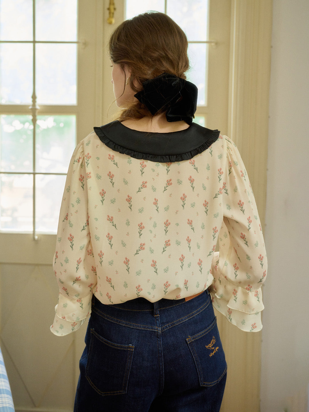 【Final Sale】Celeste Floral Lapel Collar Blouse