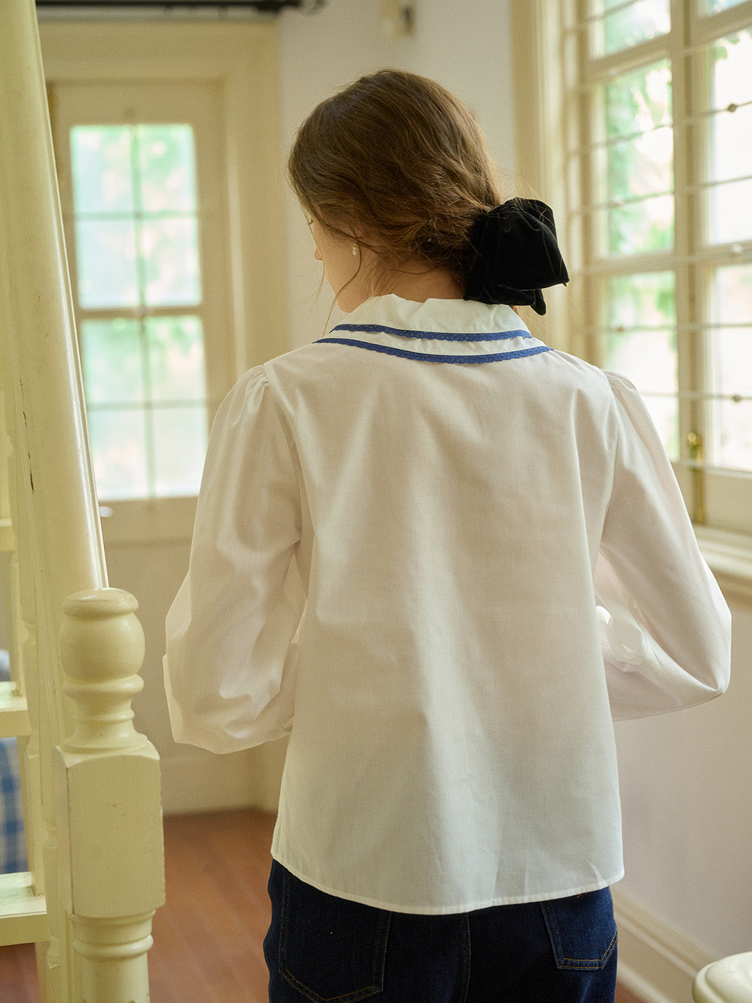 【Final Sale】Sarah Embroidery Contrast Collar Casual Shirts