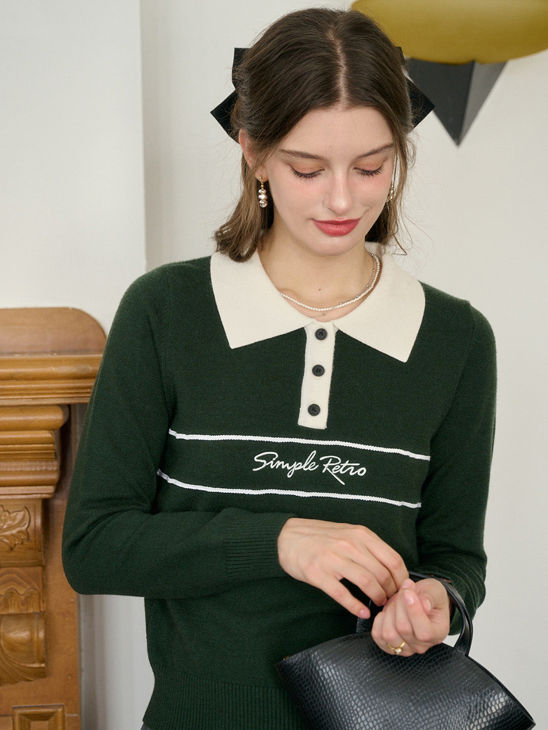 【Final Sale】Lara Versatile Polo Collar SR Logo Top