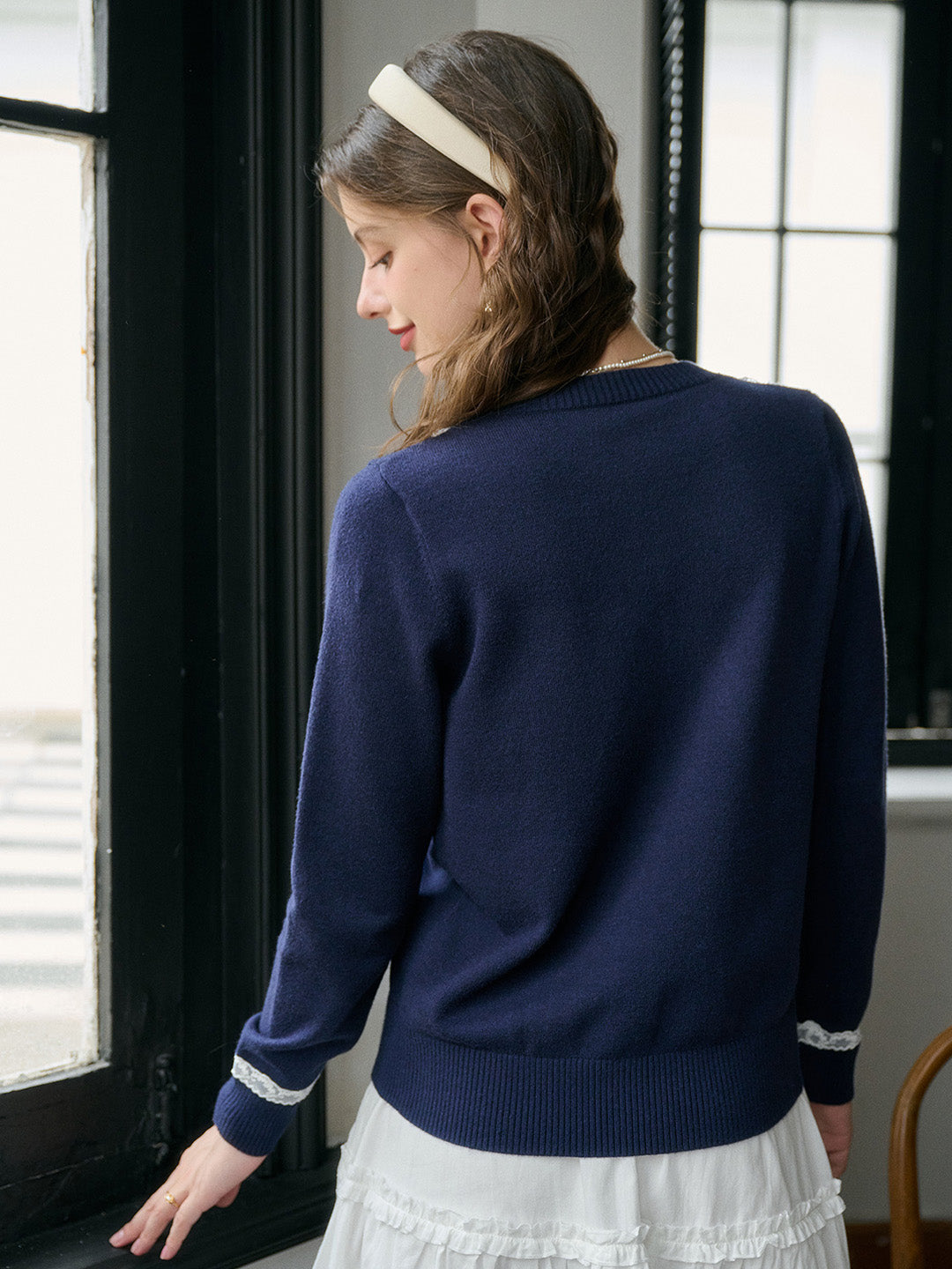 【Final Sale】Soleil Round Neck Lace Cardigan