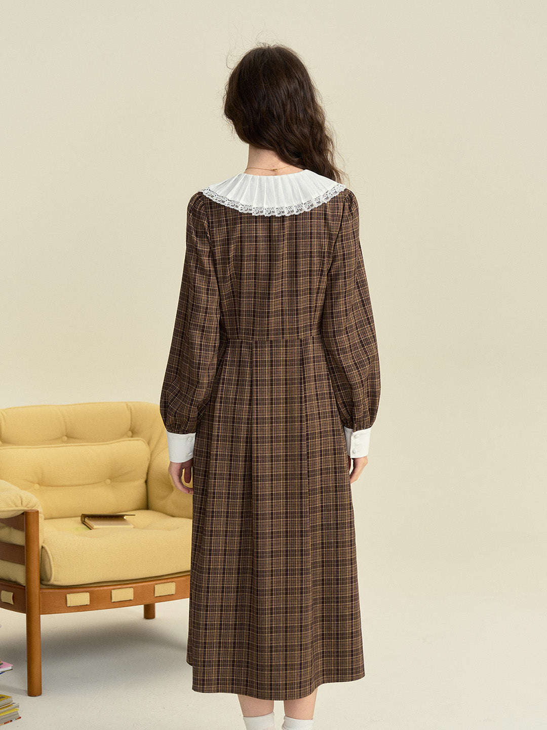 【Final Sale】Jessica Retro Round Neck Plaid Dress