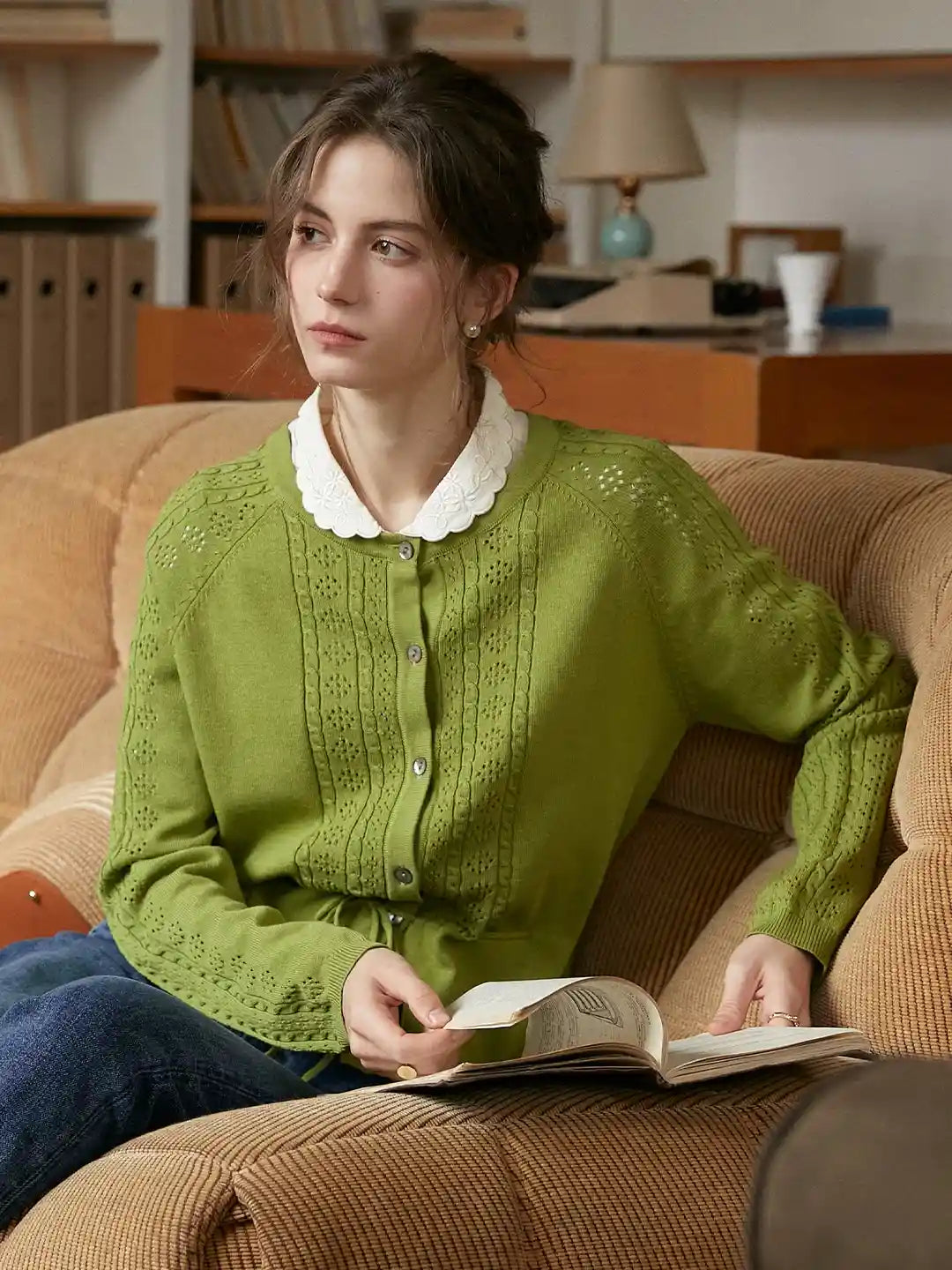 Winifred Round Neck Linen Cardigan