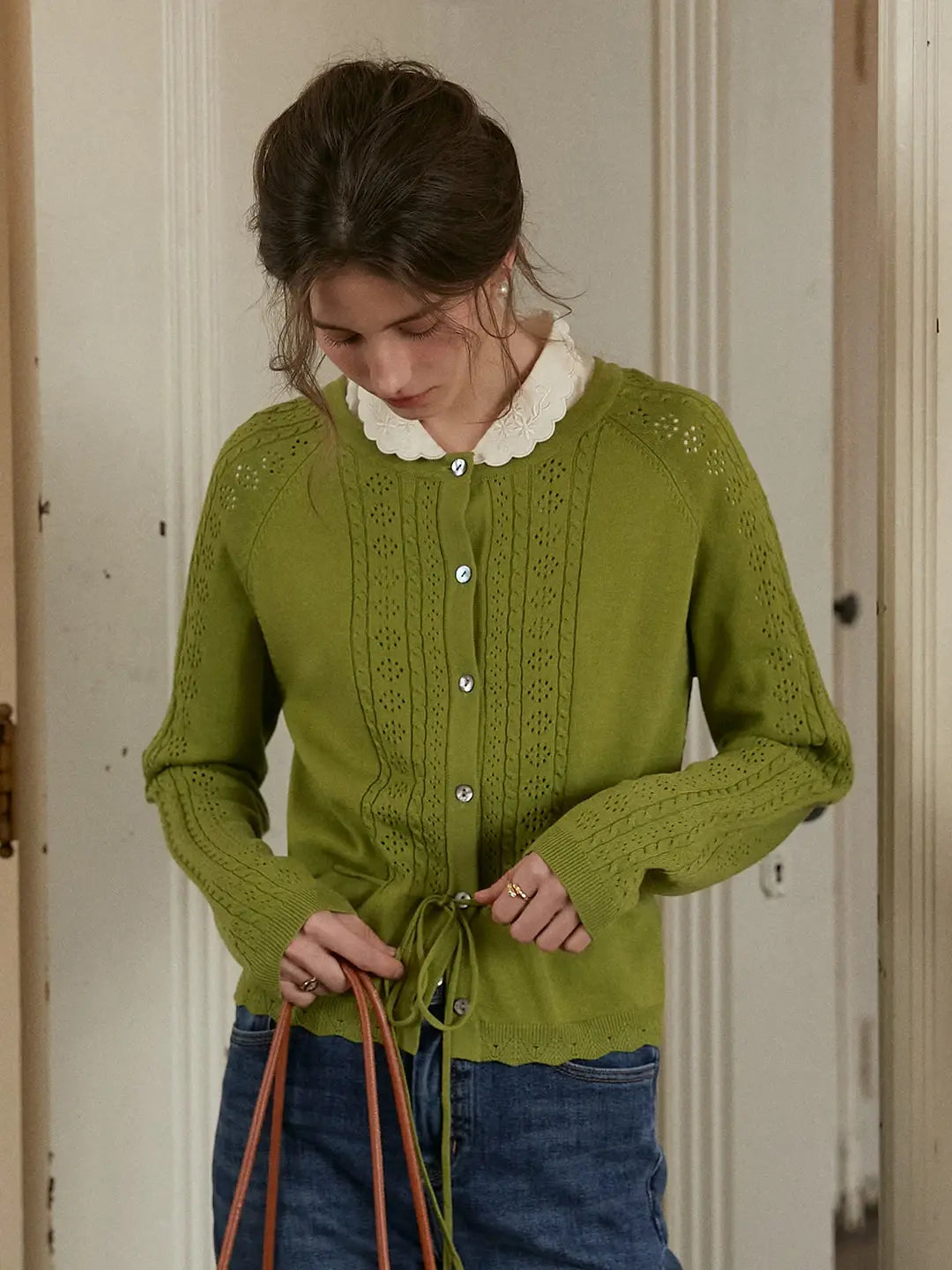 Winifred Round Neck Linen Cardigan