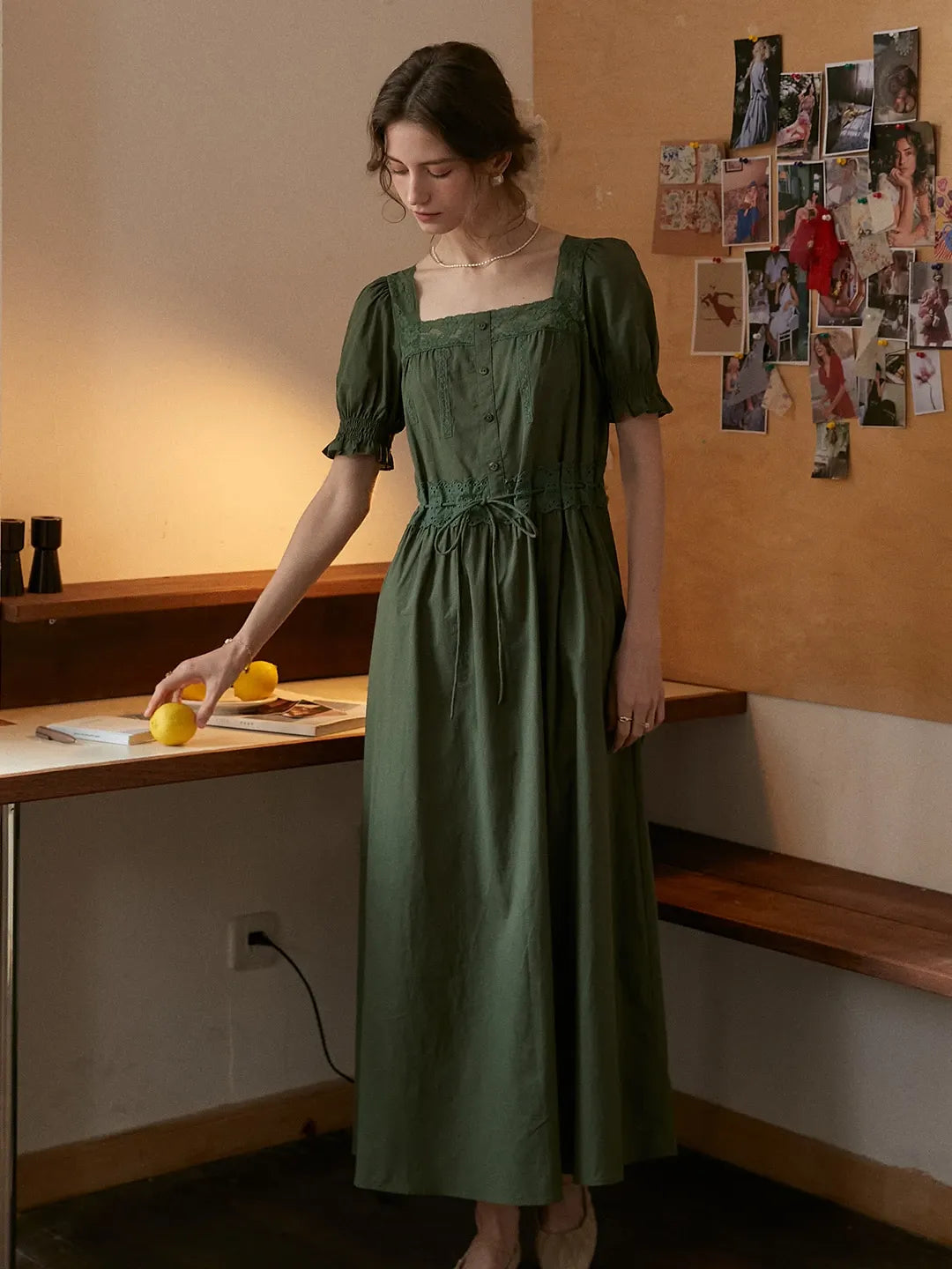 Marianna Square Neck Embroidered Dress