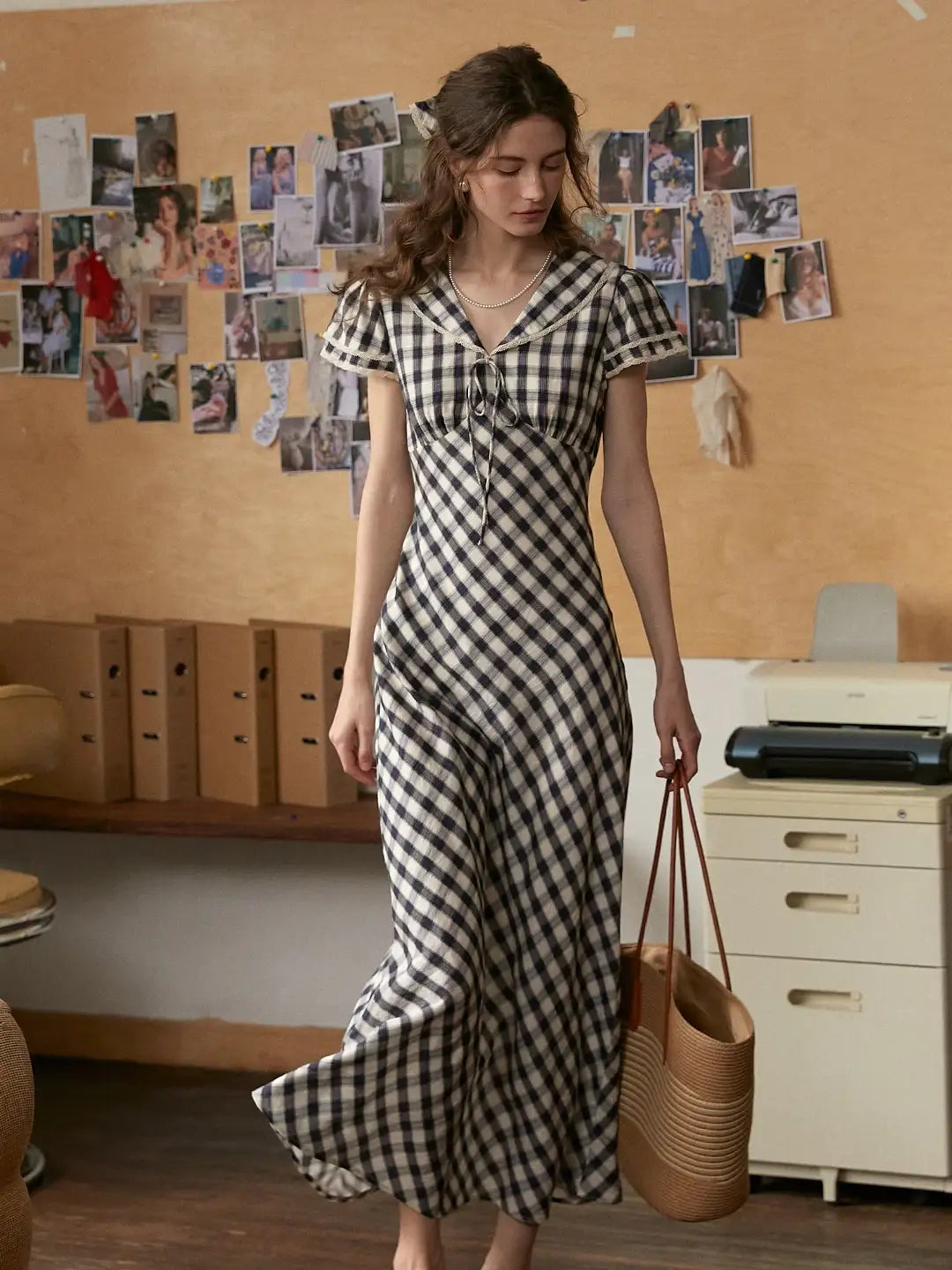 Winifred V-Neck Plaid Dress