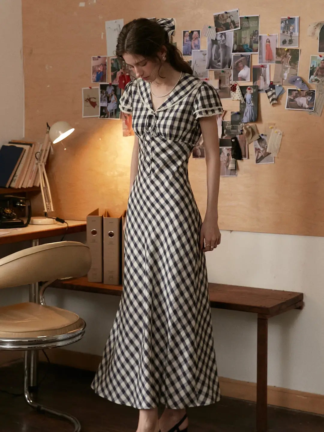 Winifred V-Neck Plaid Dress