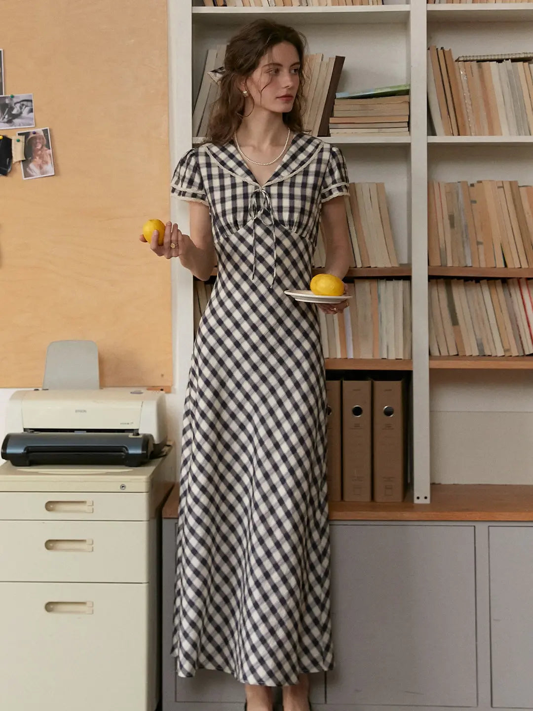 Winifred V-Neck Plaid Dress