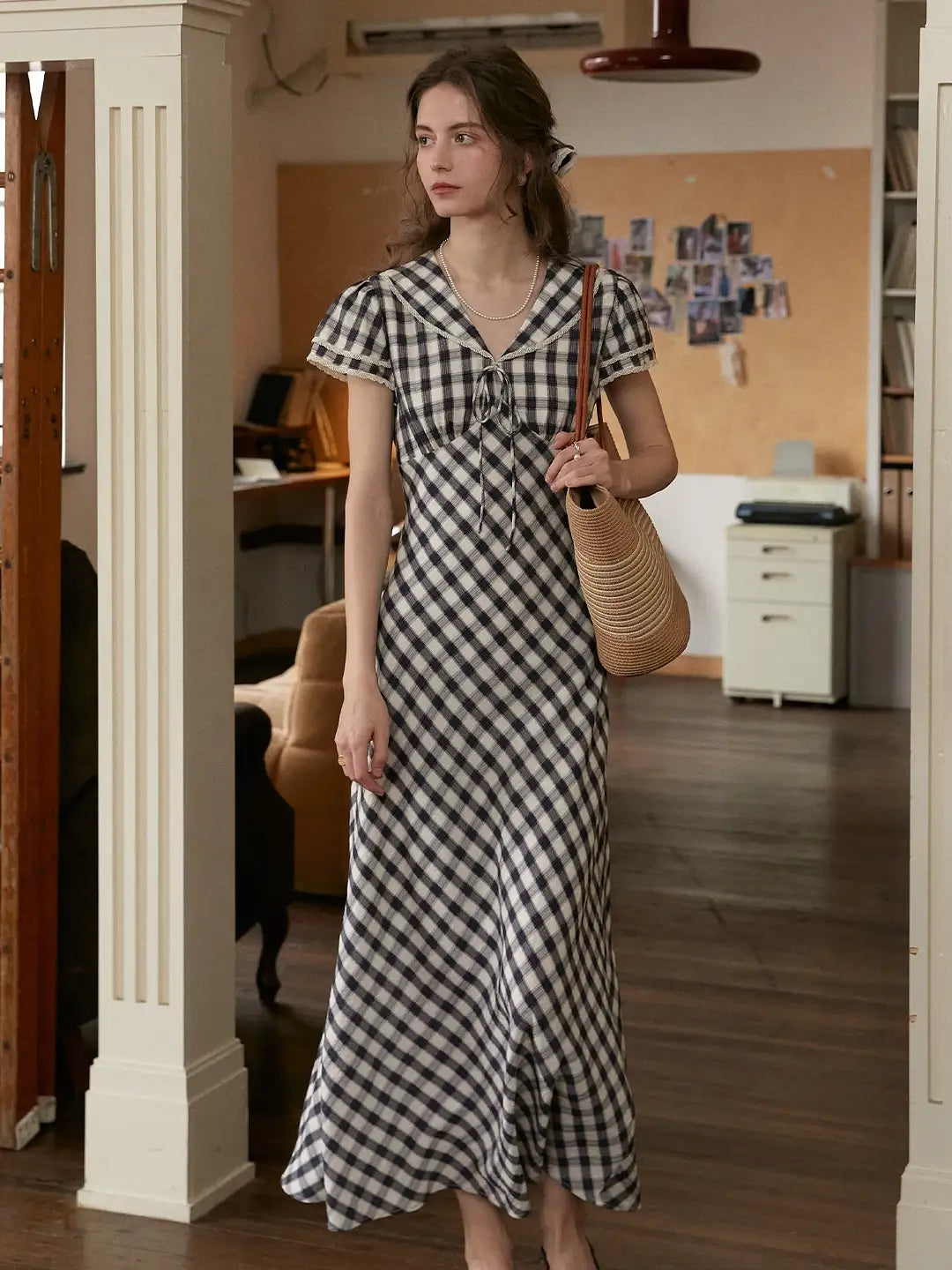 Winifred V-Neck Plaid Dress