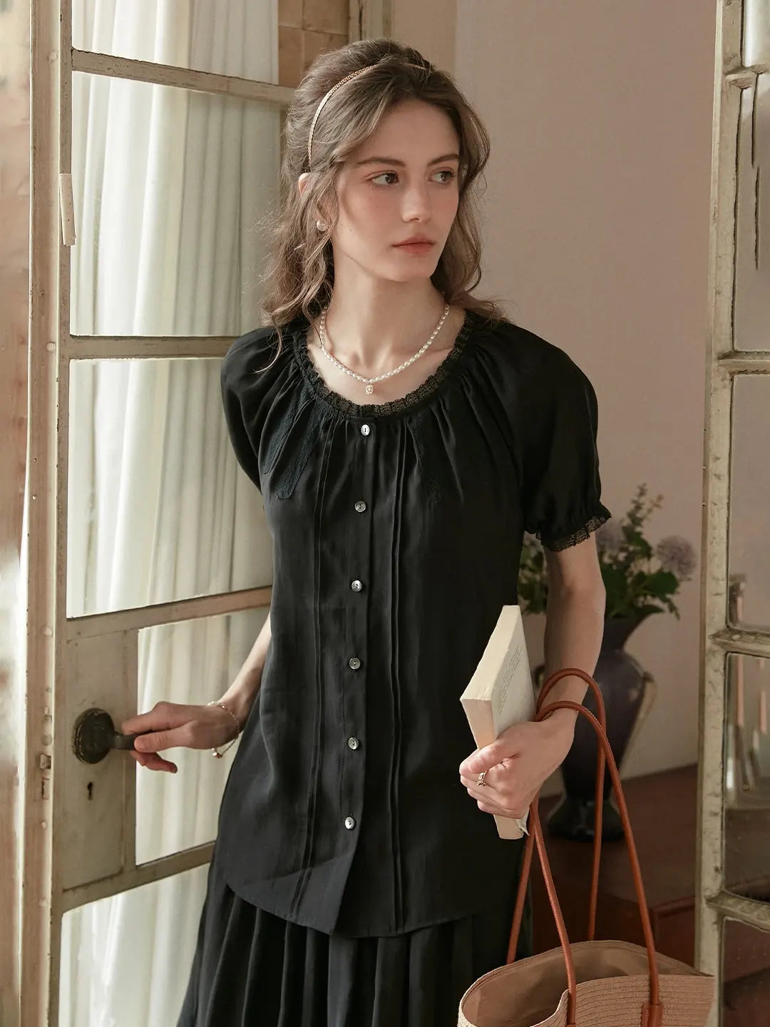 Aleyna Round Neck Lyocell Blouse