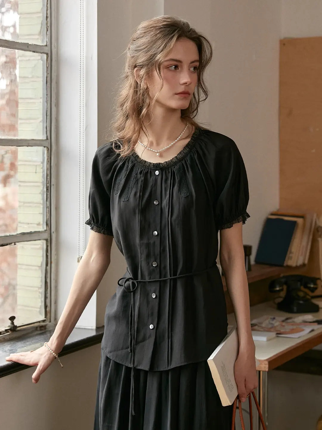 Aleyna Round Neck Lyocell Blouse