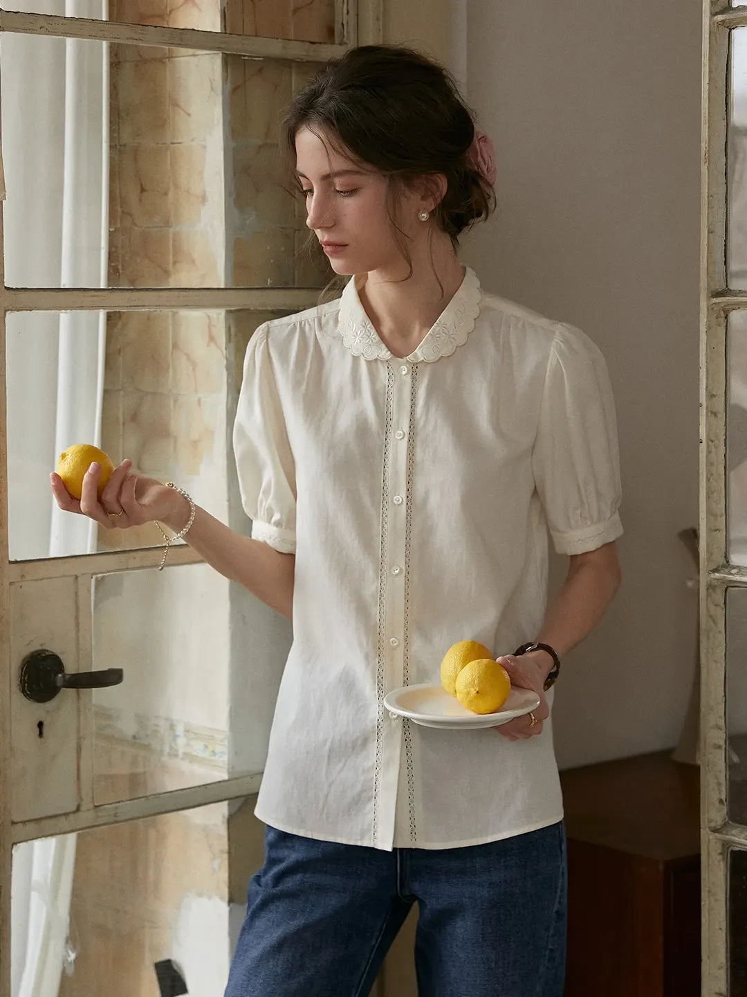 Xyla Peter Pan Collar Hemp Blouse