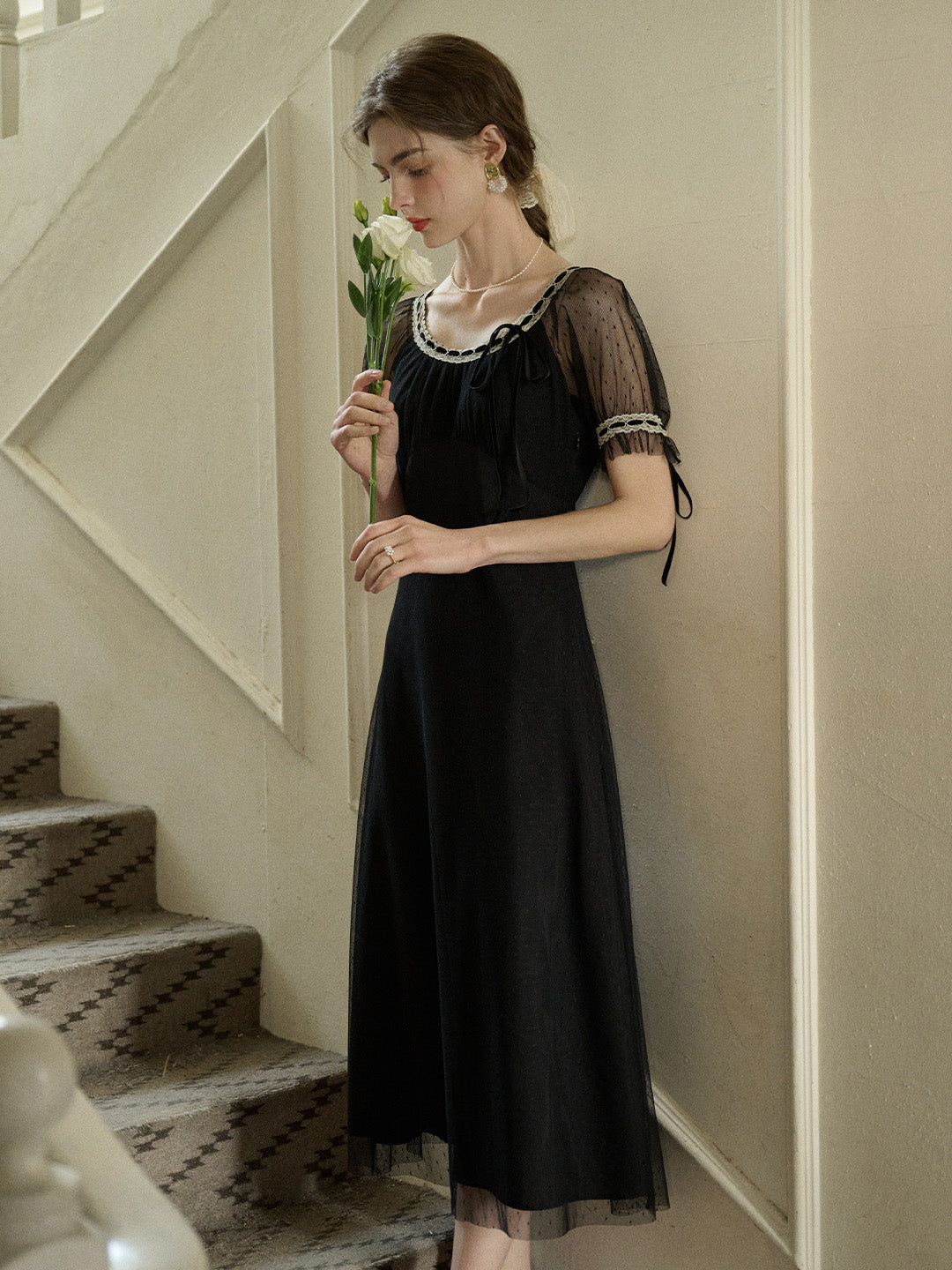 【Final Sale】Gracelyn Round Neck Puff Sleeve Dress