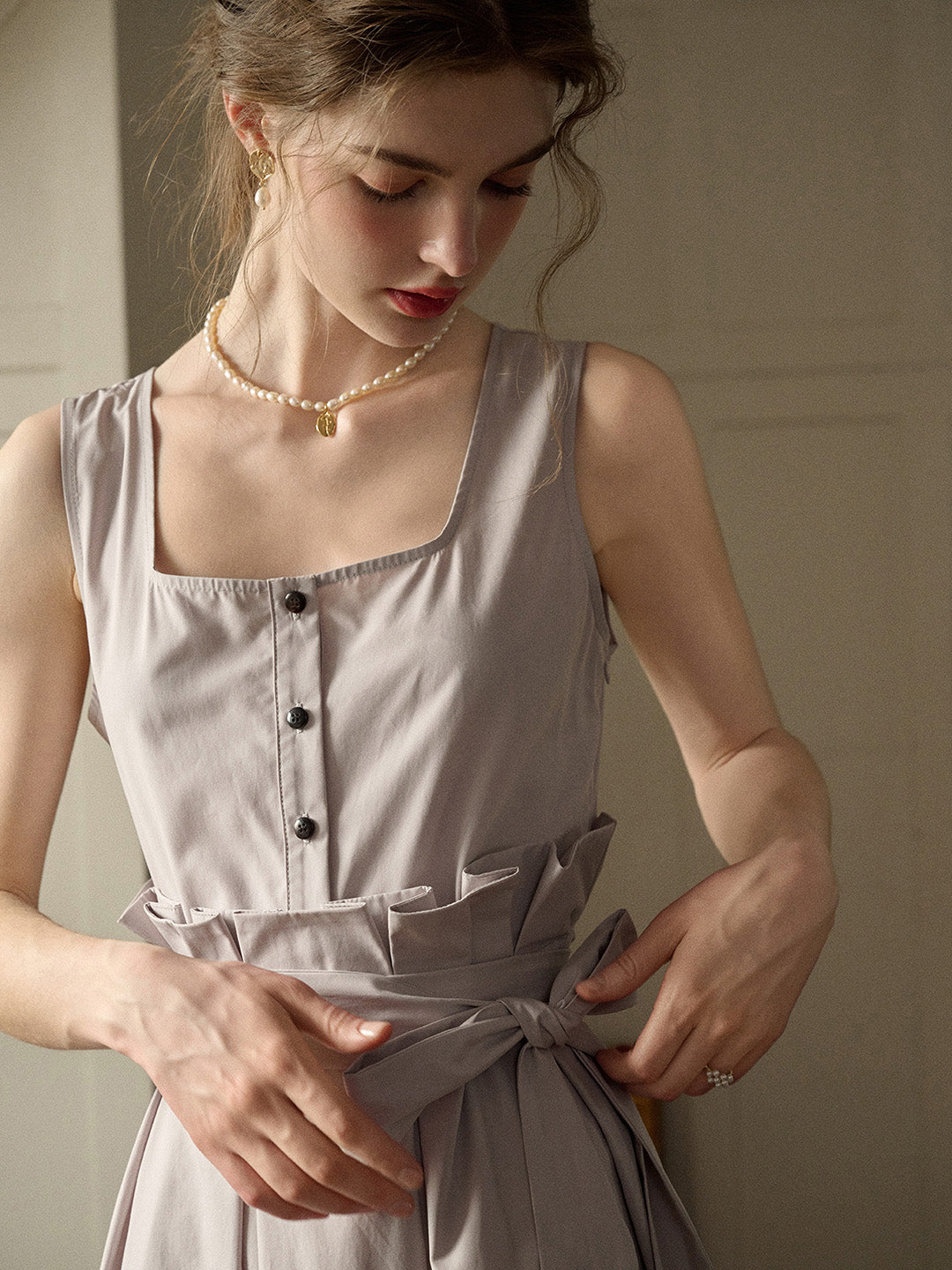 【Final Sale】Mila Bateau Neck Sleeveless Cotton Dress - Black