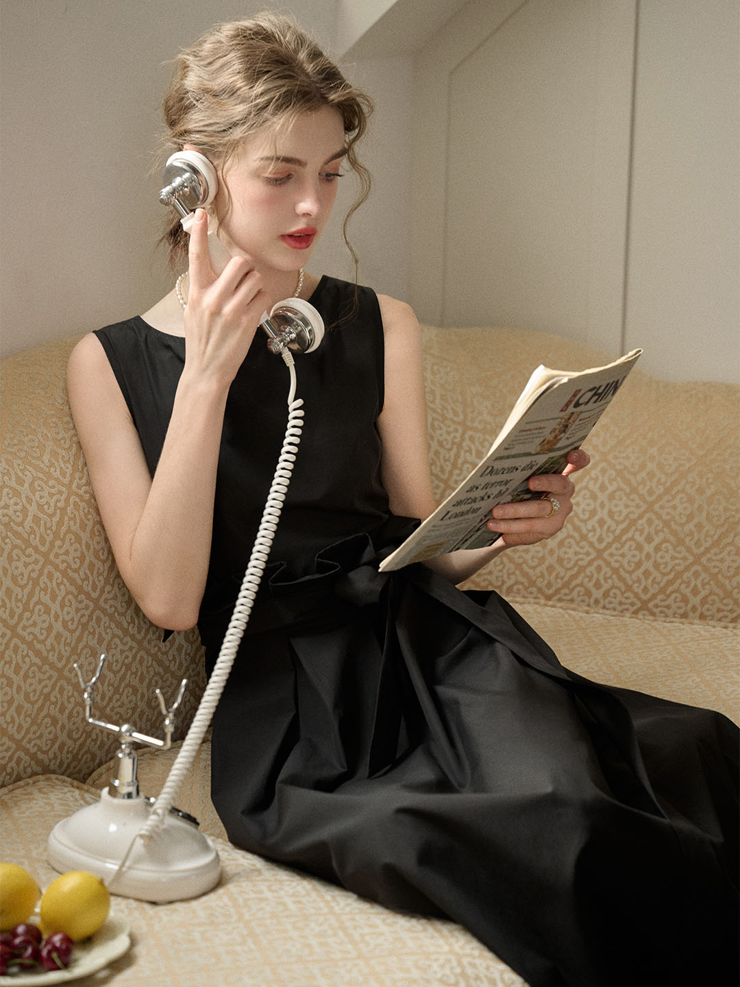 【Final Sale】Mila Bateau Neck Sleeveless Cotton Dress - Black