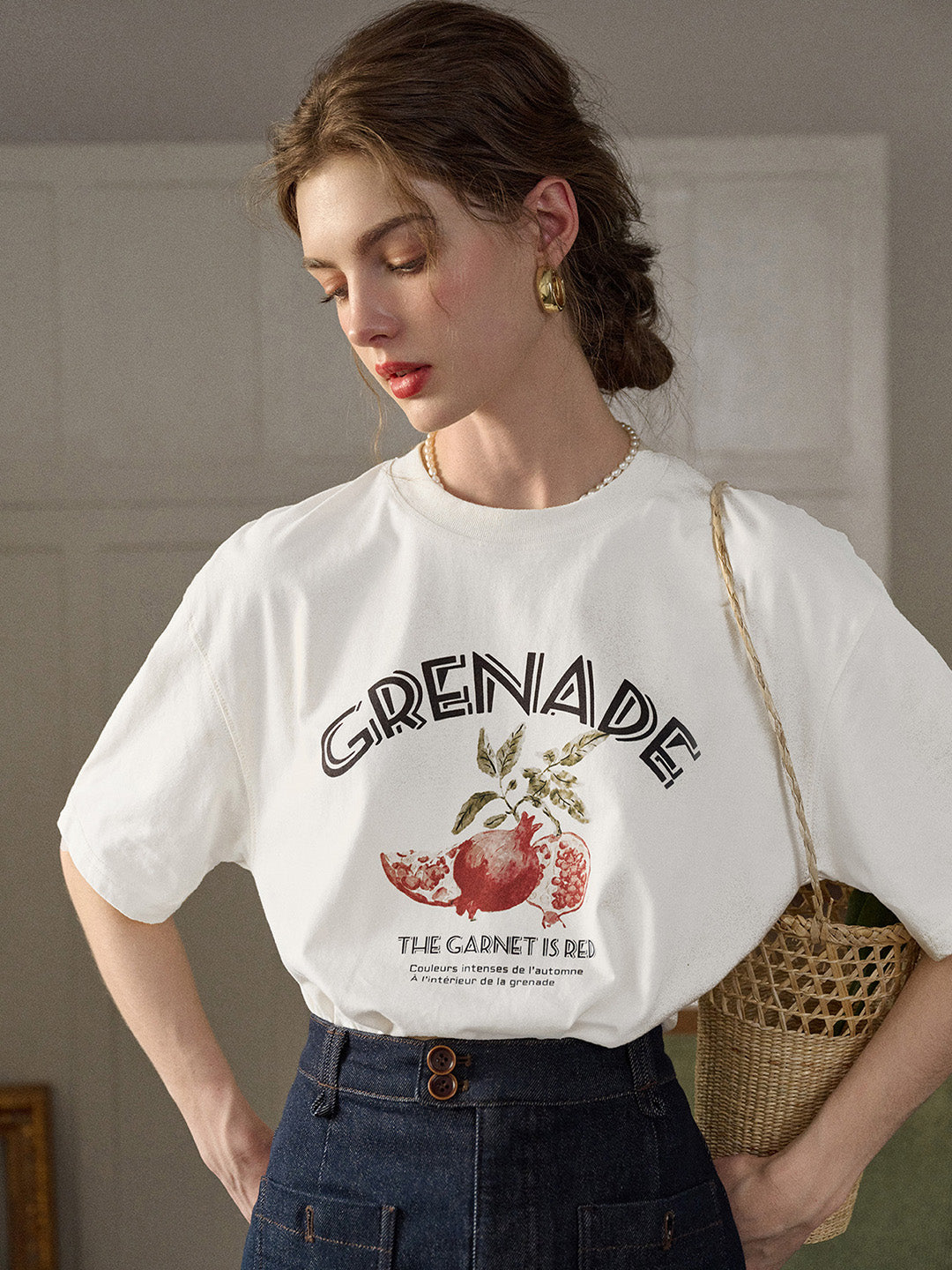 【Final Sale】Kensley Round Neck Pattern T-shirt