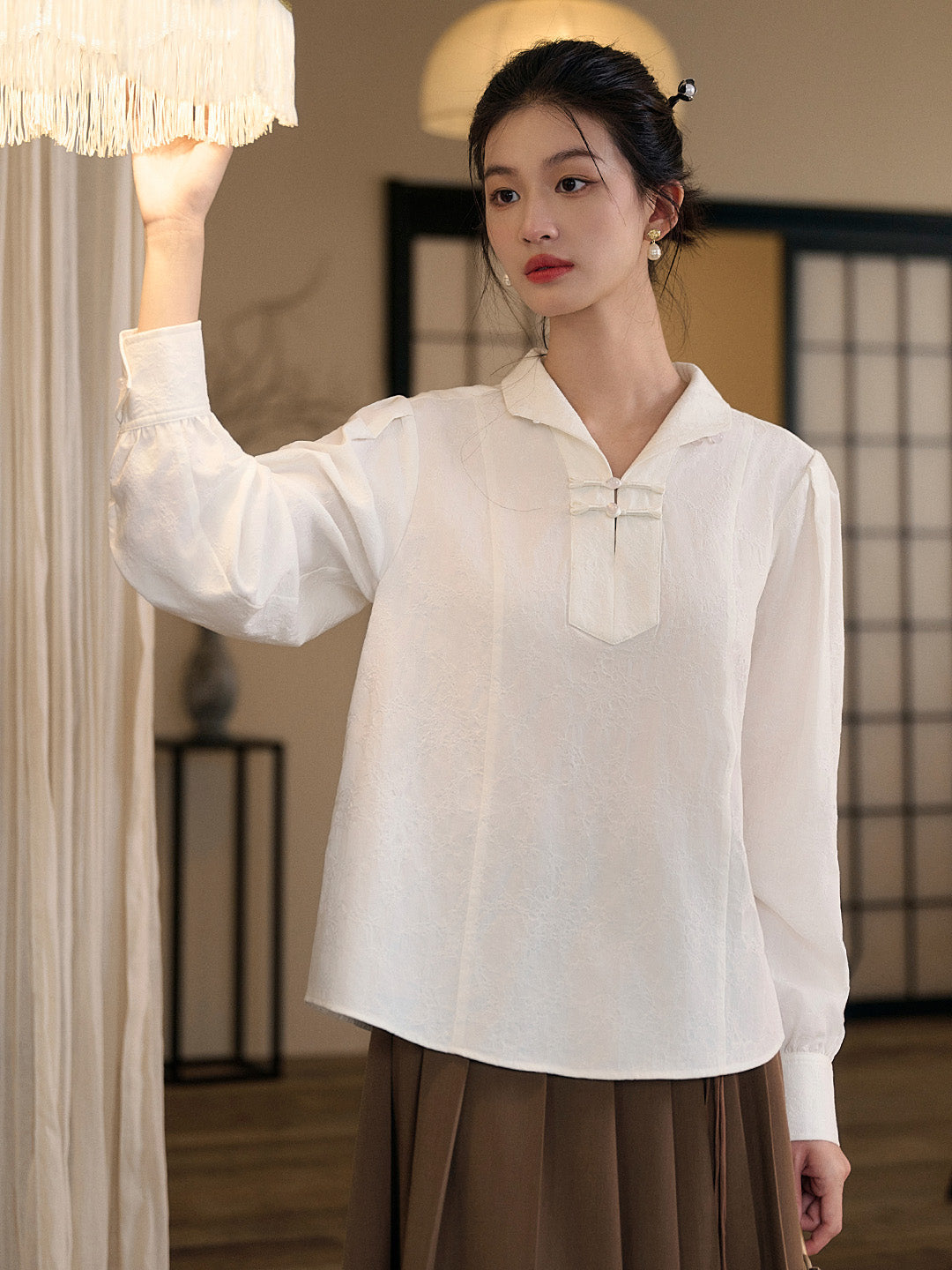 【Final Sale】Dahlia Oriental Frog Button Blouse