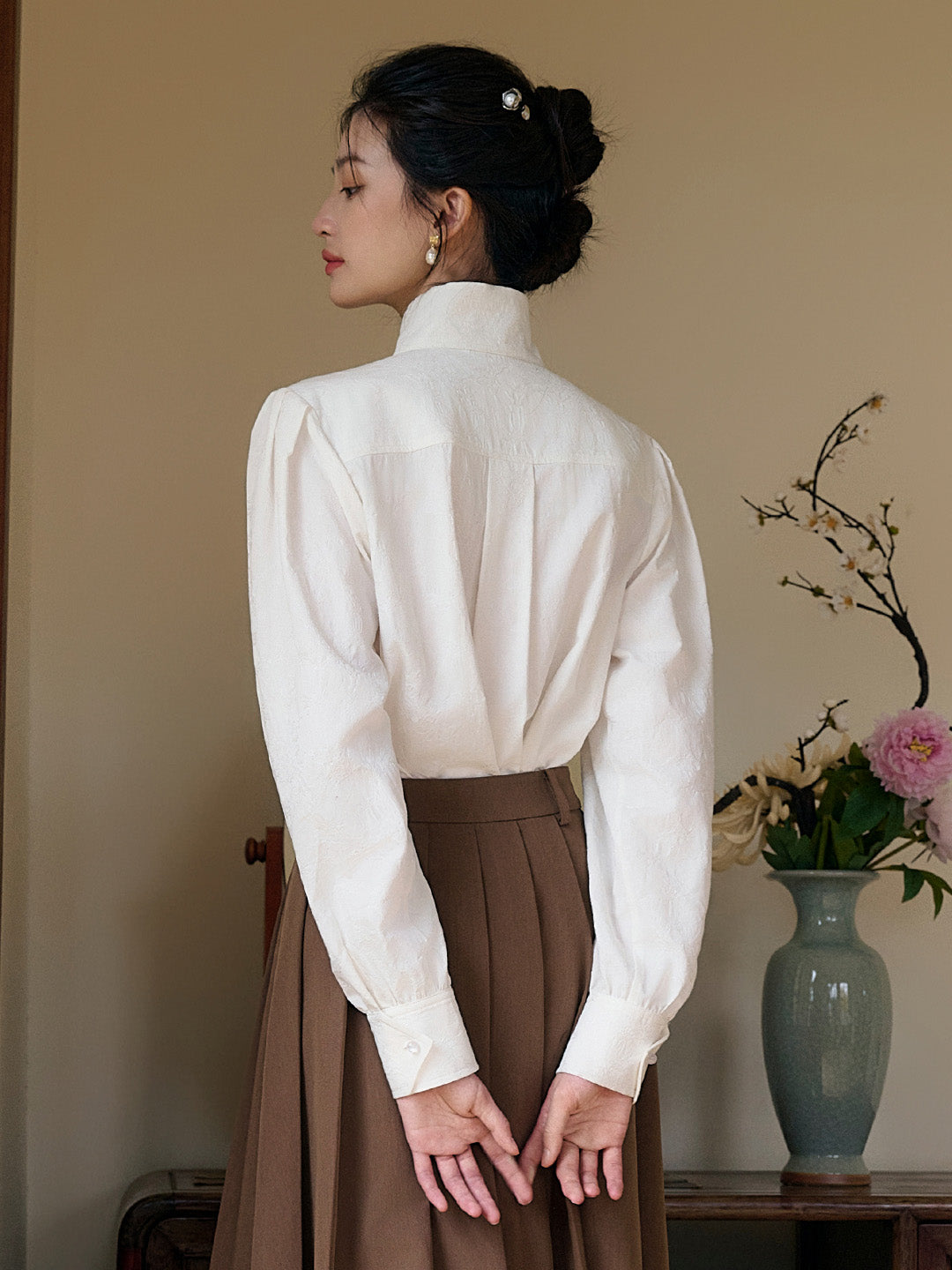 【Final Sale】Dahlia Oriental Frog Button Blouse