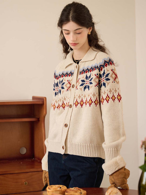 Freya Classic POLO Collar Fair Isle Geometric Sweater