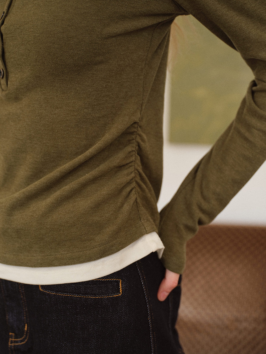 Anouk Shirred-Waist Slim Knit Top