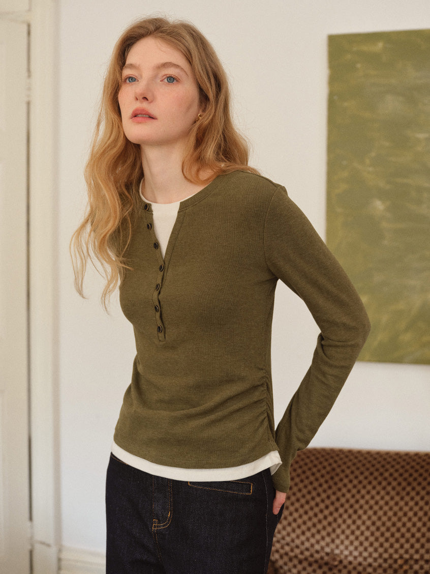 Anouk Shirred-Waist Slim Knit Top