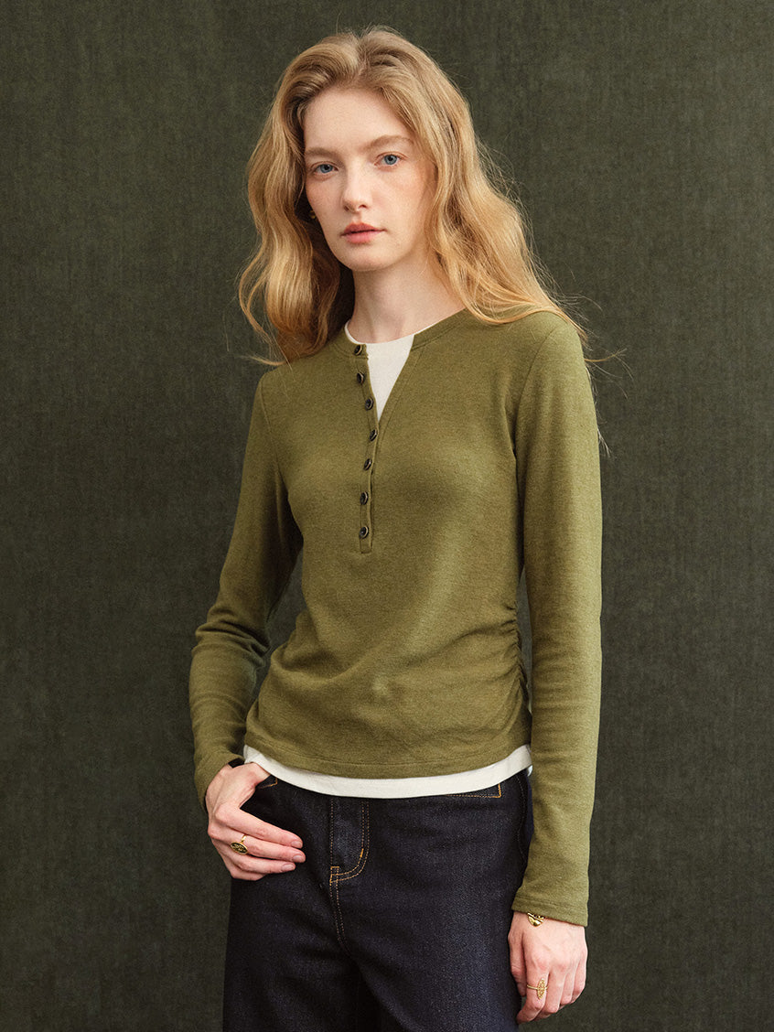 Anouk Shirred-Waist Slim Knit Top