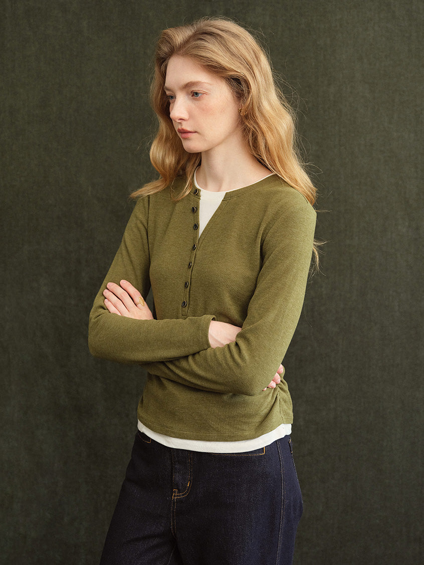 Anouk Shirred-Waist Slim Knit Top