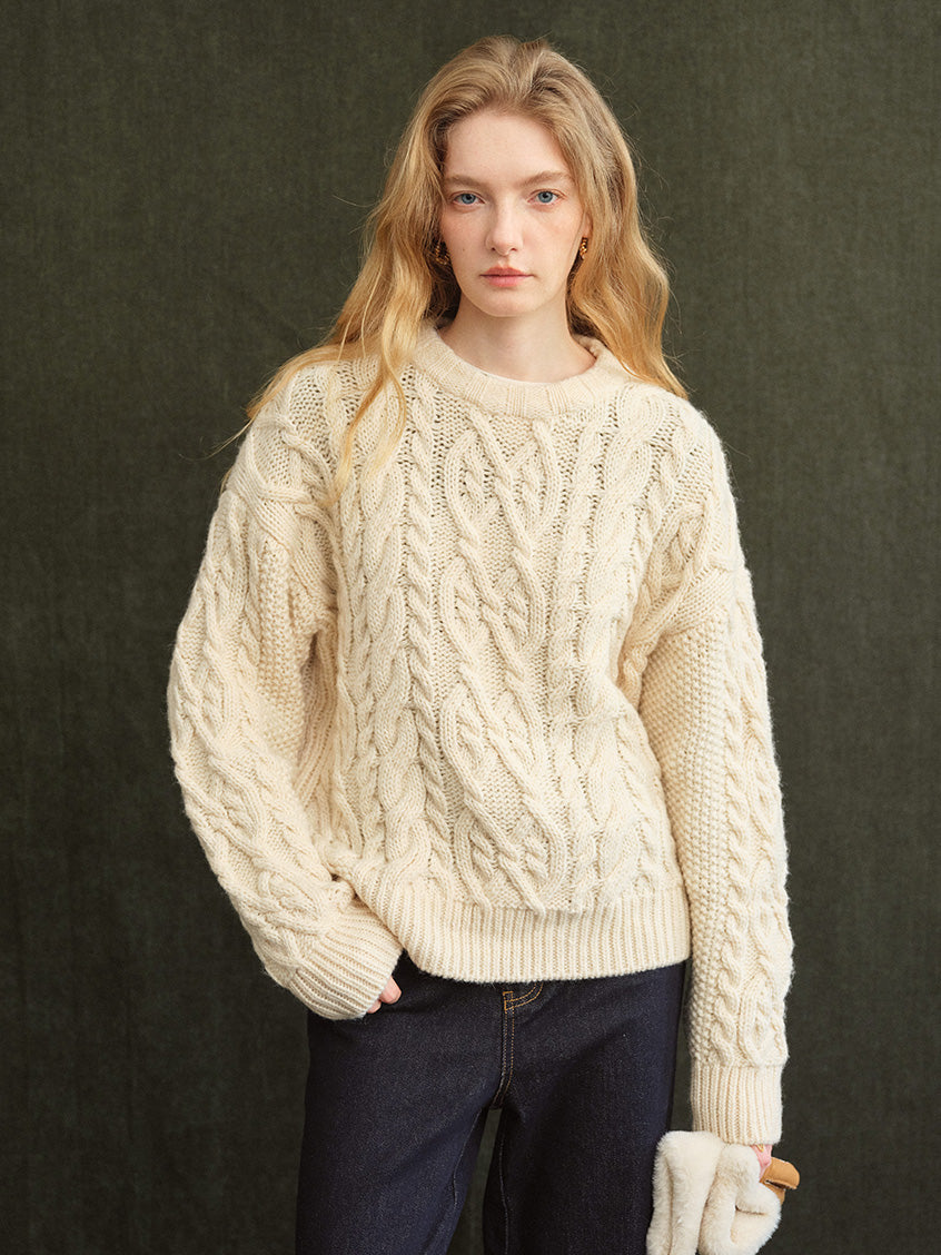 Madonna Cable-Knit Longline Wool Sweater