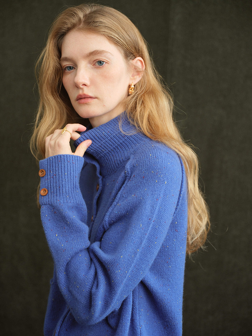 Halima 100%Wool Stand-Collar Cropped Cardigan
