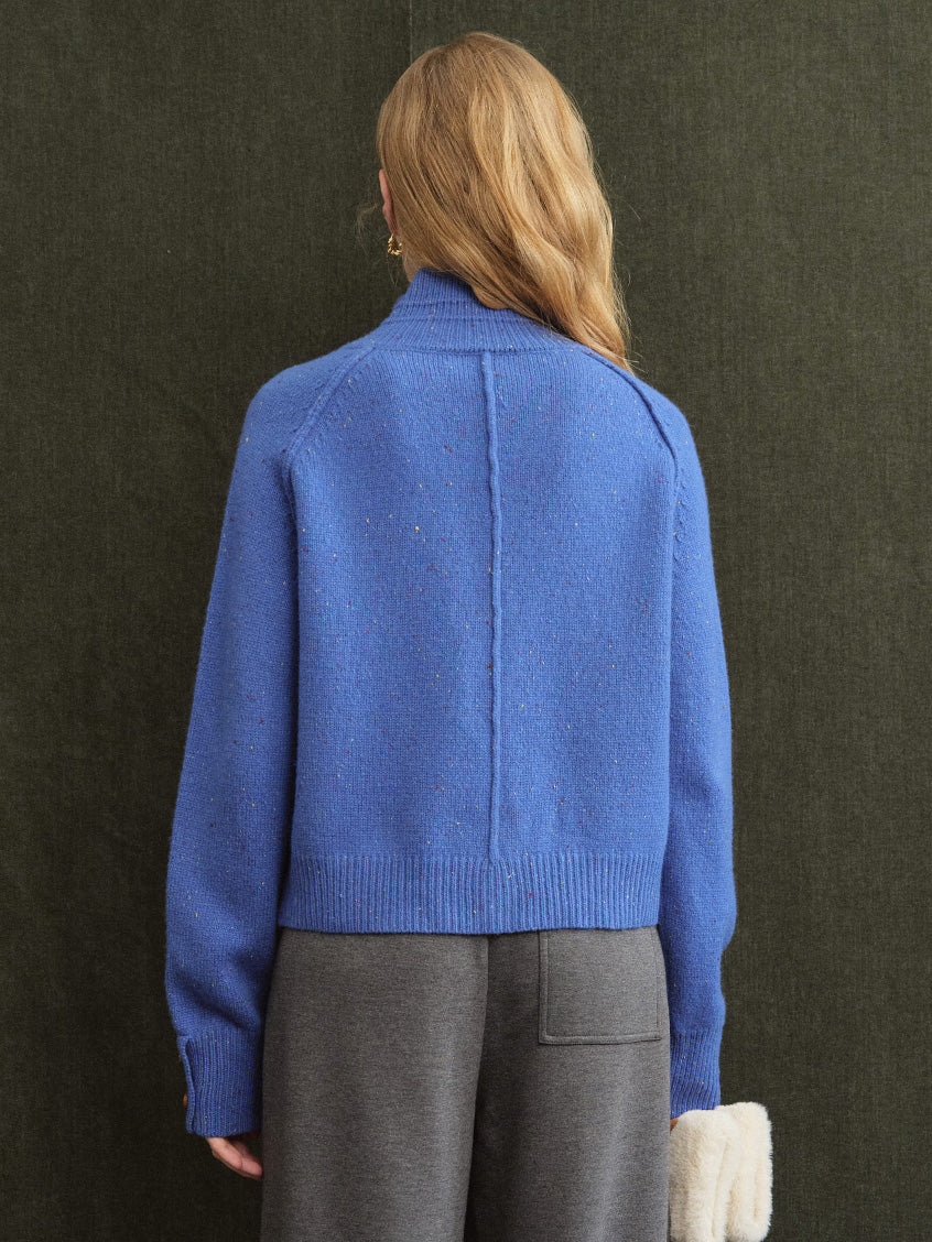 Halima 100%Wool Stand-Collar Cropped Cardigan