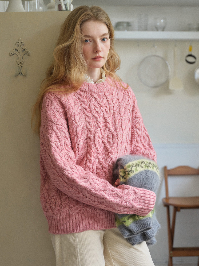 Madonna Cable-Knit Longline Wool Sweater
