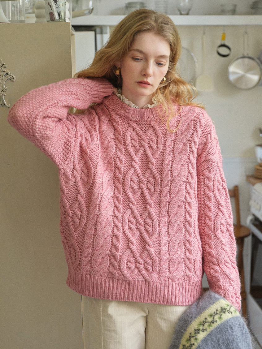 Madonna Cable-Knit Longline Wool Sweater