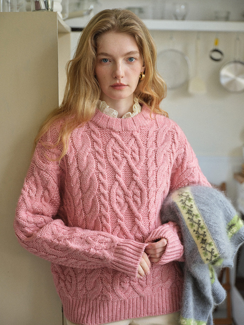 Madonna Cable-Knit Longline Wool Sweater